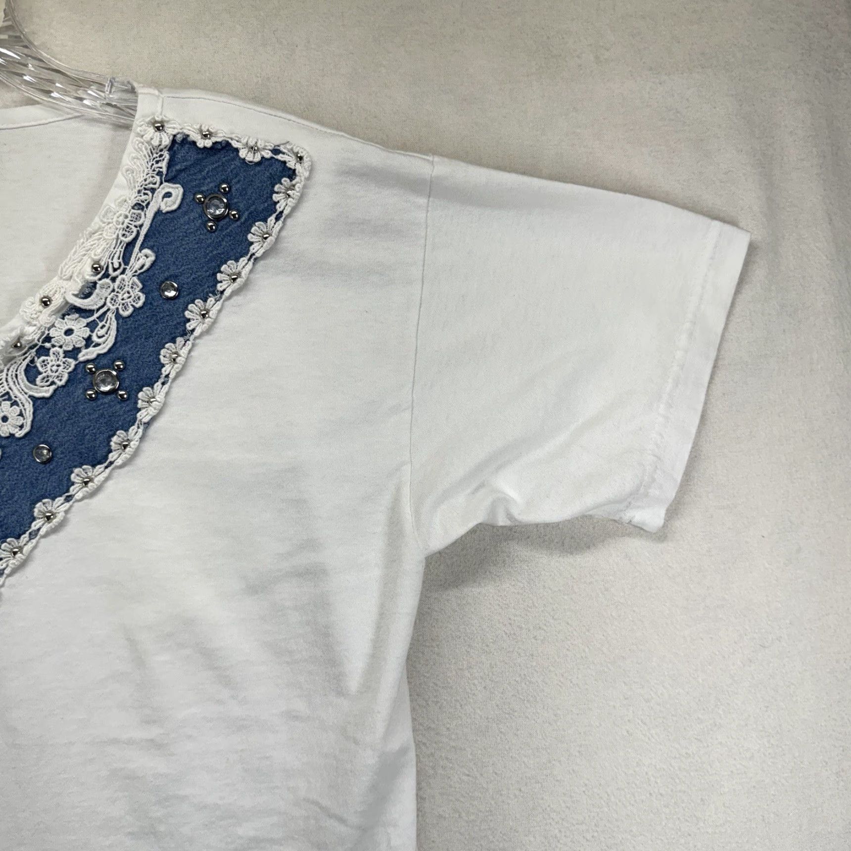 Vintage VINTAGE Cactus Women's T-Shirt Short Sleeve Cotton Embroidered Lace USA 90s White M/L Size M / US 6-8 / IT 42-44 - 6 Thumbnail