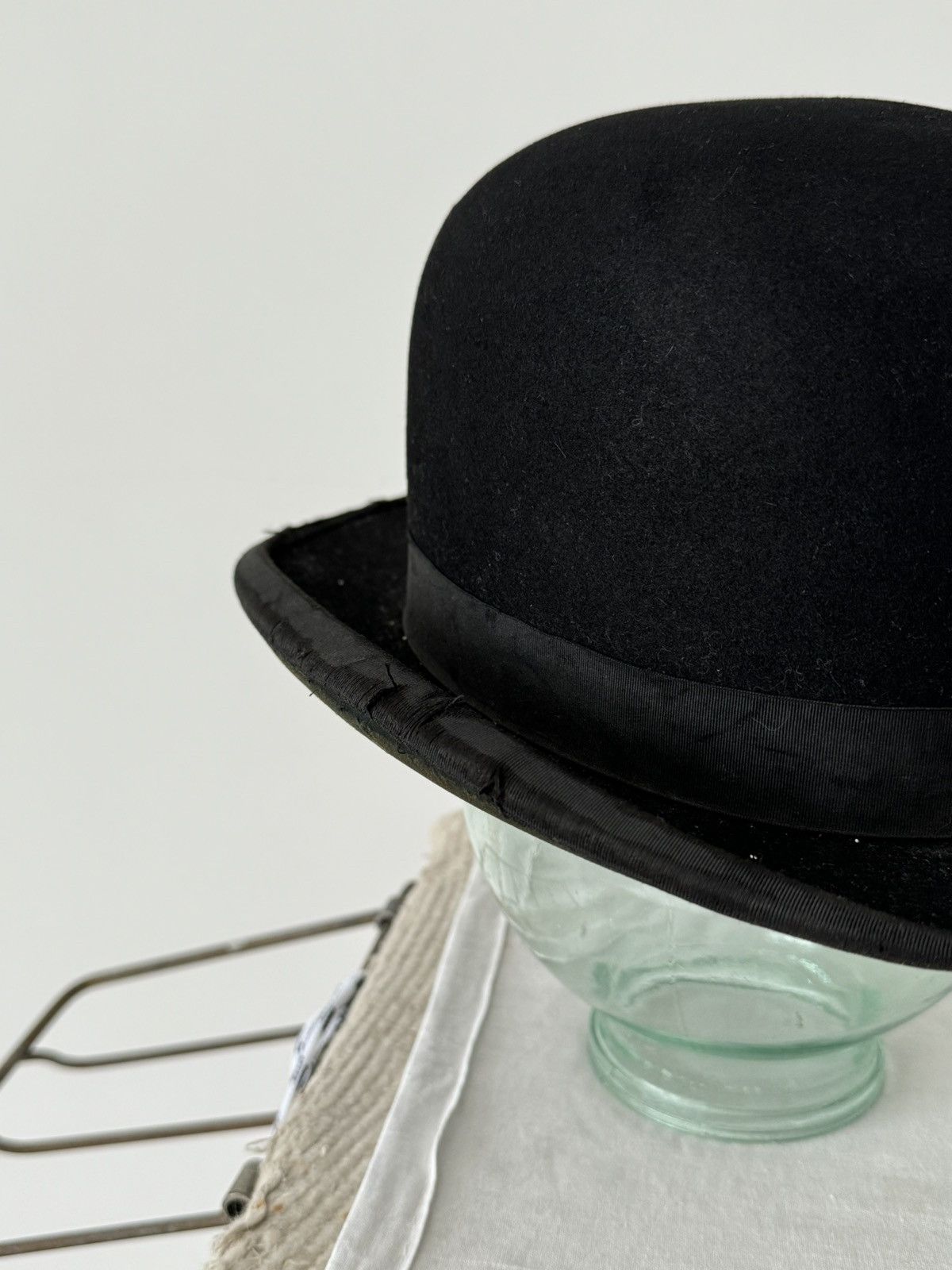Vintage Antique ≈1940s Herbert Johnson England Black Bowler Hat Size ONE SIZE - 5 Thumbnail