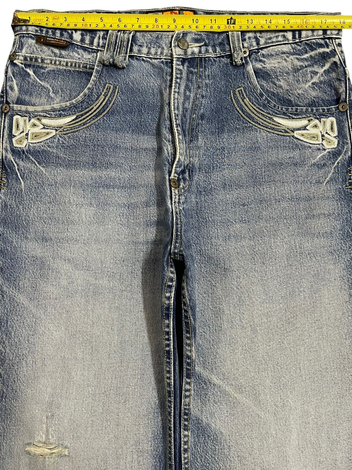 Akademiks Vintage Japanese Akademiks Blue Wash Distress Baggy Jeans Size US 35 - 12 Thumbnail