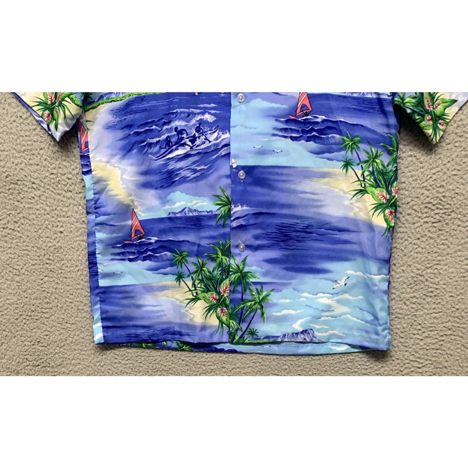 Vintage VINTAGE Royal Creations Mens Hawaiian Shirt Button-Up 1 Pocket Blue M Short Sleeve Size US M / EU 48-50 / 2 - 3 Thumbnail