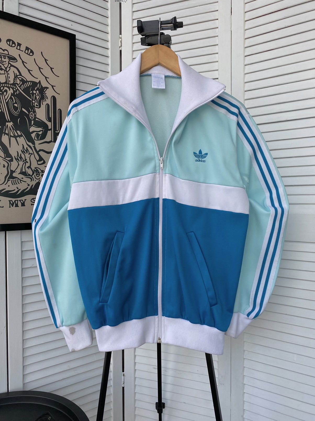 Pre-owned Adidas X Vintage Adidas Ventex Track Retro Jacket 90's From England In Blue