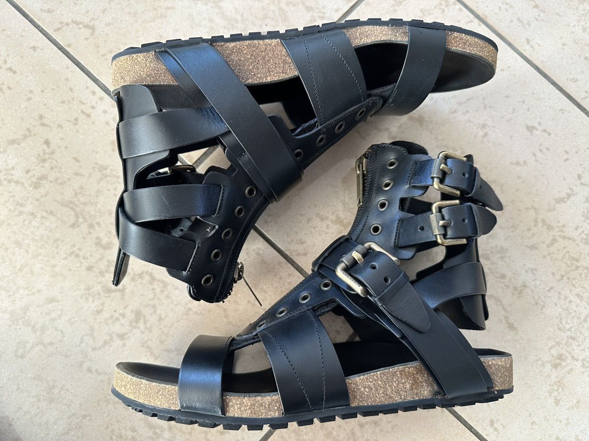 Burberry Prorsum11ss ブラックレザーバイカーサンダル Burberry