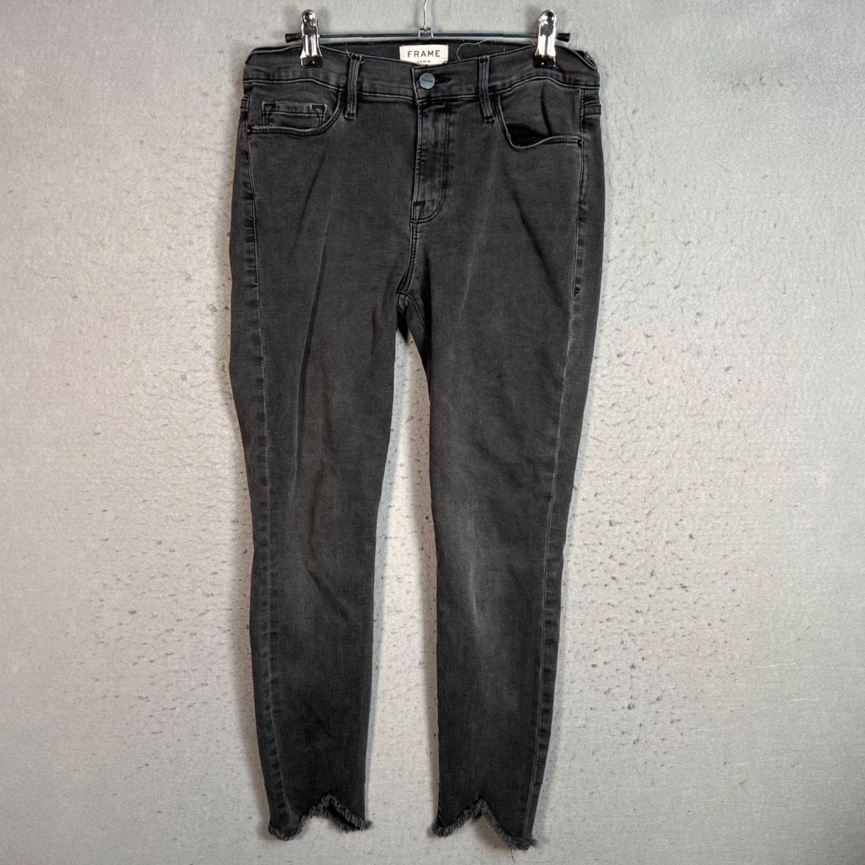 Frame FRAME Le Skinny De Jeanne Jeans Womens 29 Gray Denim Crop Distressed 5-Pocket Style Slim Jeans Girls Mens Size 29" - 2 Thumbnail
