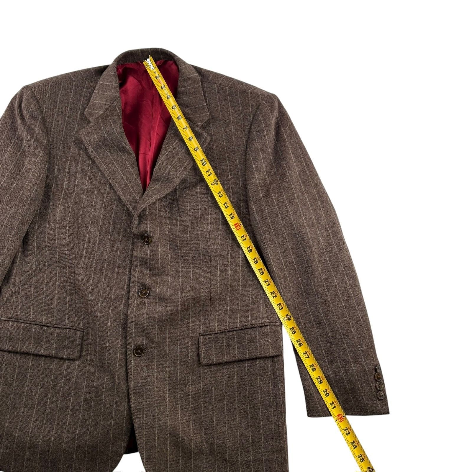 Other Bespoke Custom Men’s 100% Cashmere Chalk Striped Blazer Jack Size 48R - 5 Thumbnail