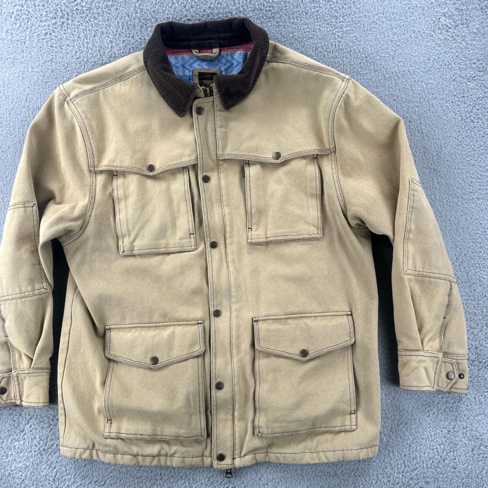 The Territory Ahead VINTAGE Territory Ahead Coat Aztec Chore Button Up Lined Cotton XL Men Brown Jacket Size US XL / EU 56 / 4 - 2 Thumbnail