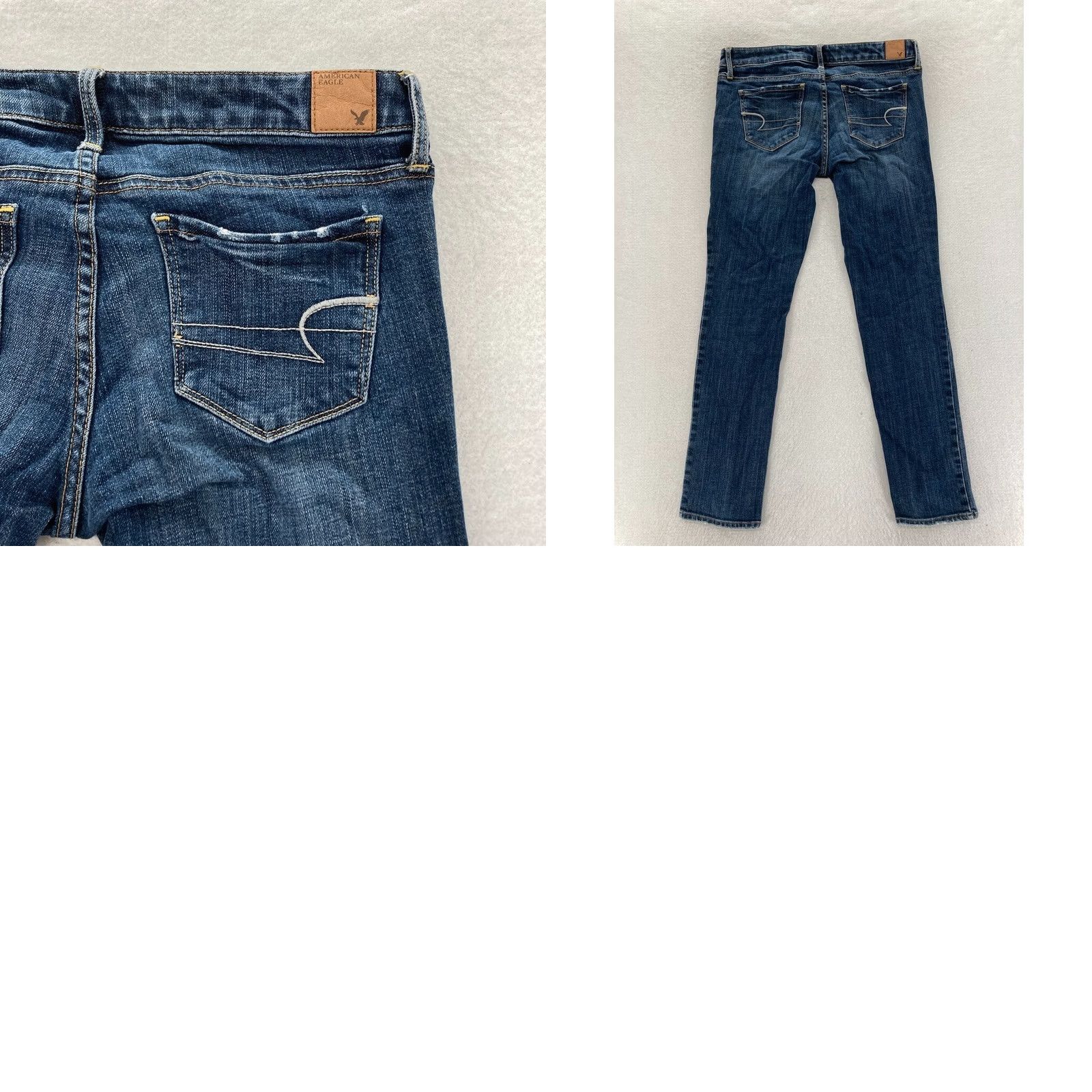 American Eagle Outfitters American Eagle Outfitters Skinny Jeans Women's 6 Short Dark Wash Stretch Denim Pants Blue 5-Pocket Design Slim Rise Low Denim Jeans Size 30" / US 8 / IT 44 - 9 Thumbnail