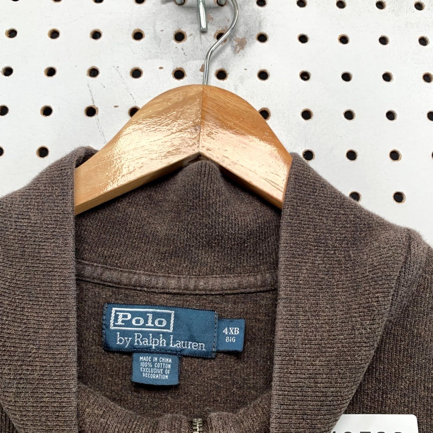 Polo Ralph Lauren VINTAGE Polo Ralph Lauren Pullover 4XB Brown Quarter Zip 90s Big and Tall Cotton Mens Size US XXL / EU 58 / 5 - 3 Thumbnail