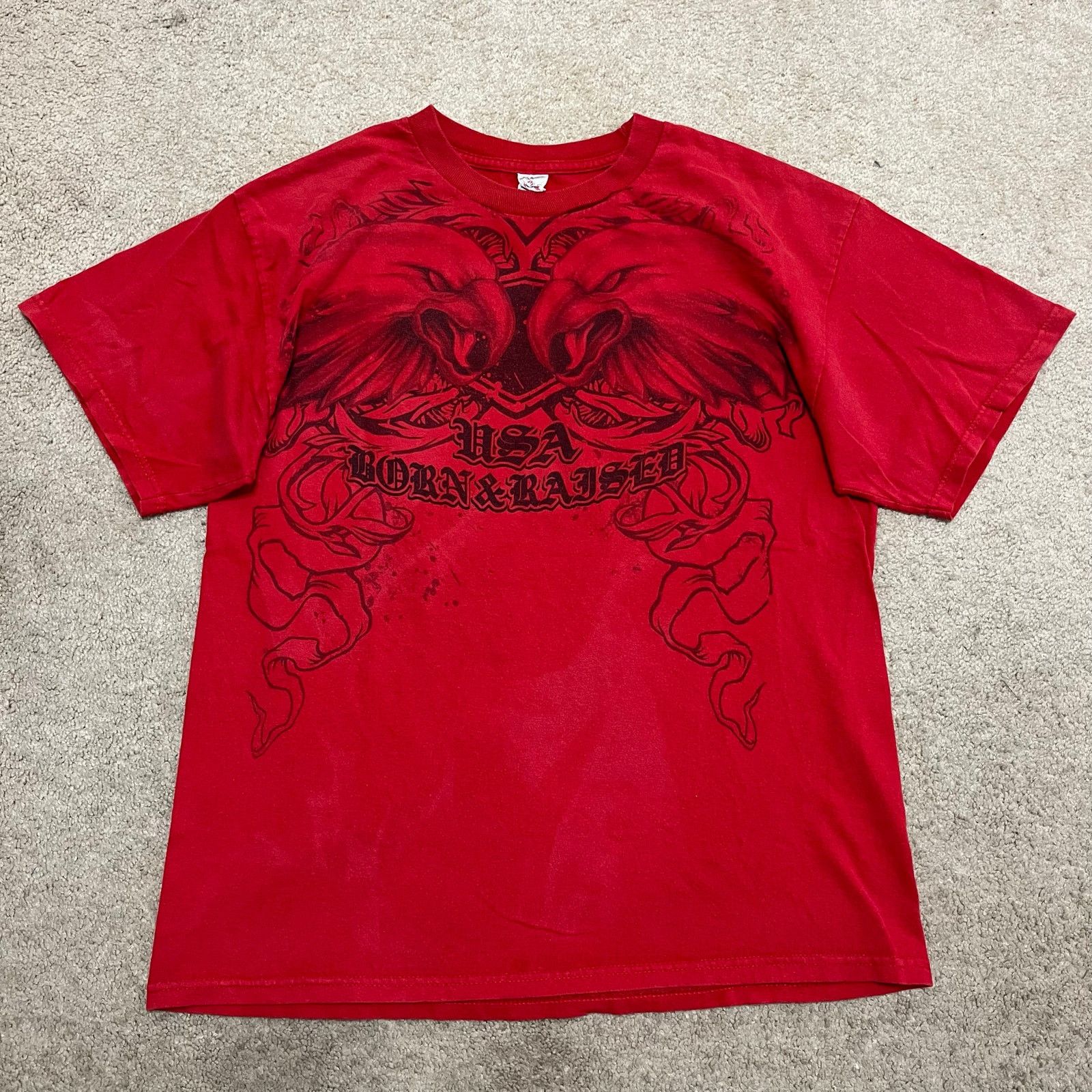 Other Y2K USA Born and Raised Eagle Red/Black Graphic Shirt Large Size US L / EU 52-54 / 3 - 1 Thumbnail