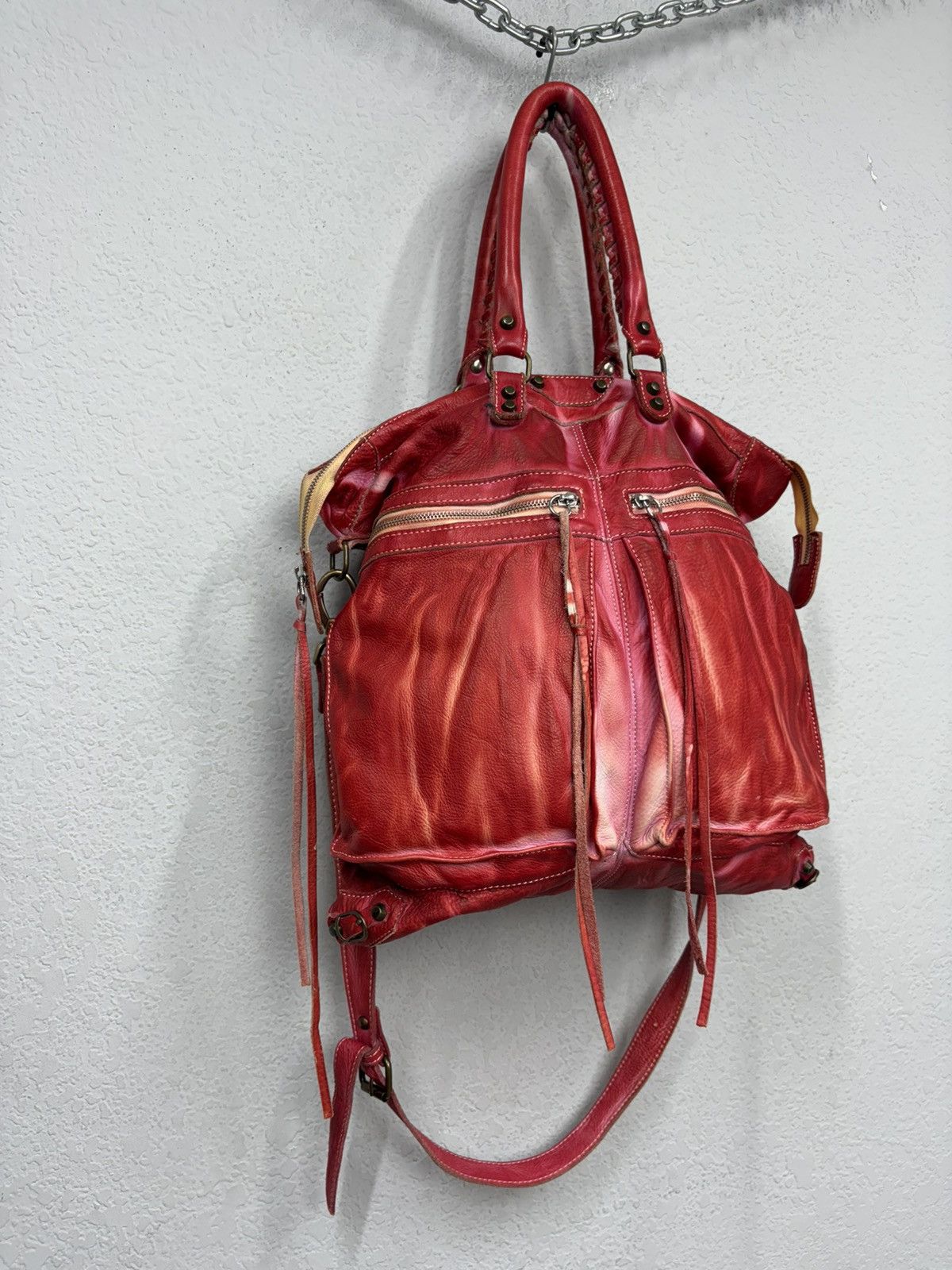 KMRii Balenciaga City Style Red Distressed Leather Bag Y2K Archive Size ONE SIZE - 3 Thumbnail