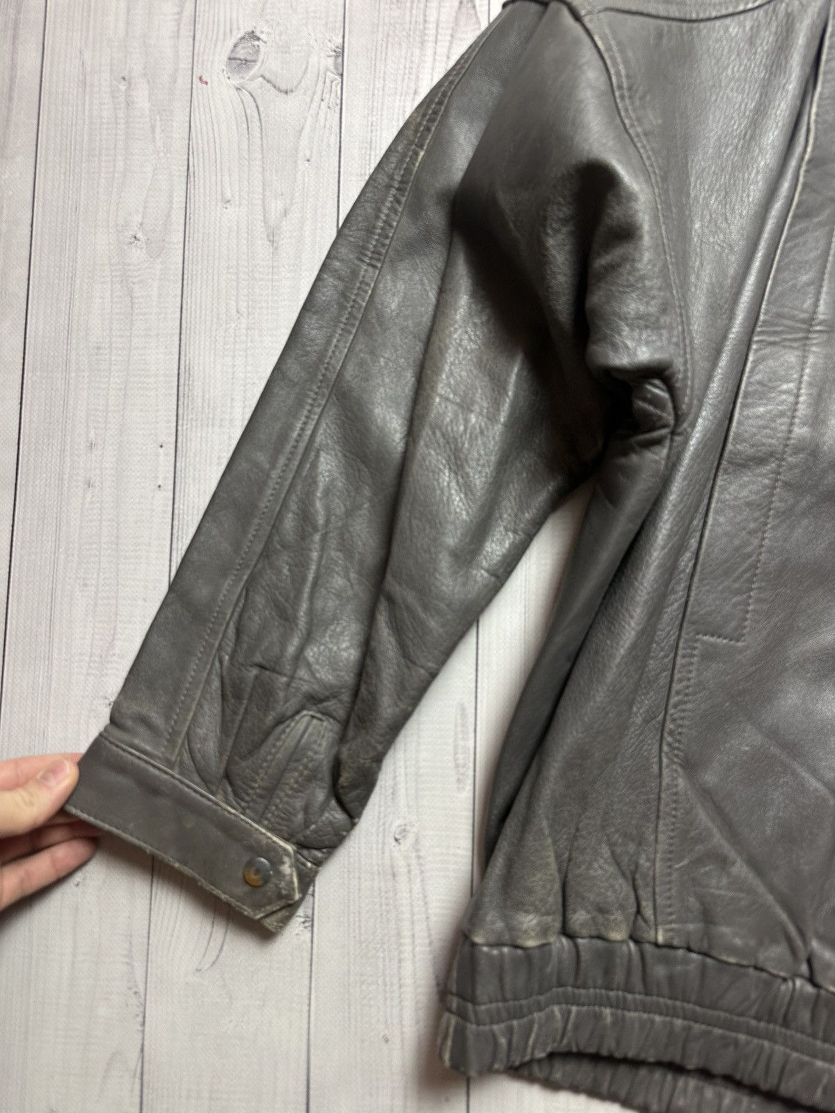 Vintage Vintage Leather Jacket size L grey rare retro Size US L / EU 52-54 / 3 - 11 Thumbnail