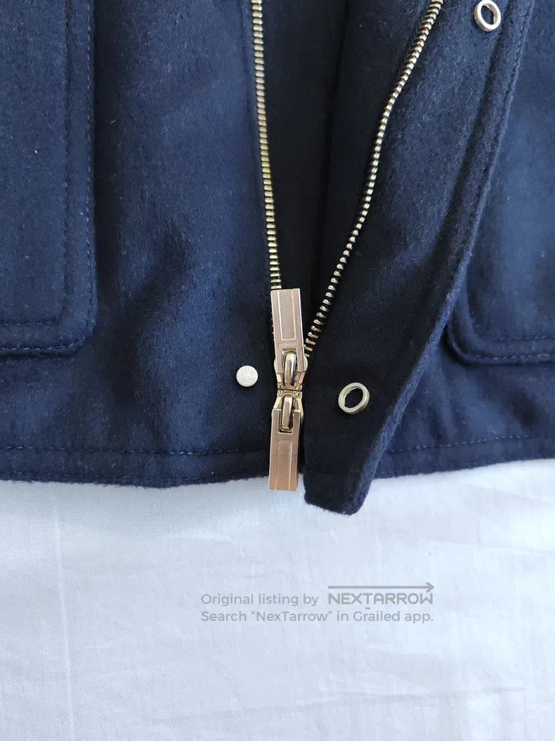 Hermes Hermes Cashmere jacket fur collar, navy blue, 100% cashmer Size US L / EU 52-54 / 3 - 9 Thumbnail