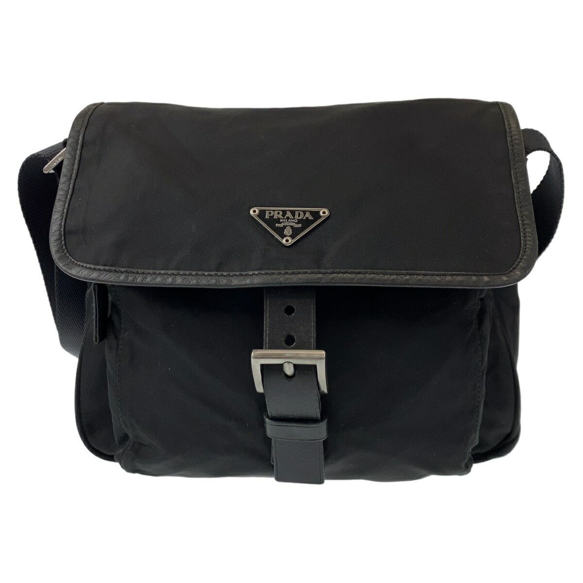 Prada Prada Prada Nylon Tessuto Logo Plate Shoulder Bag Canvas Crossbody Bag 406384 in Very Good Condition Size ONE SIZE - 1 Thumbnail
