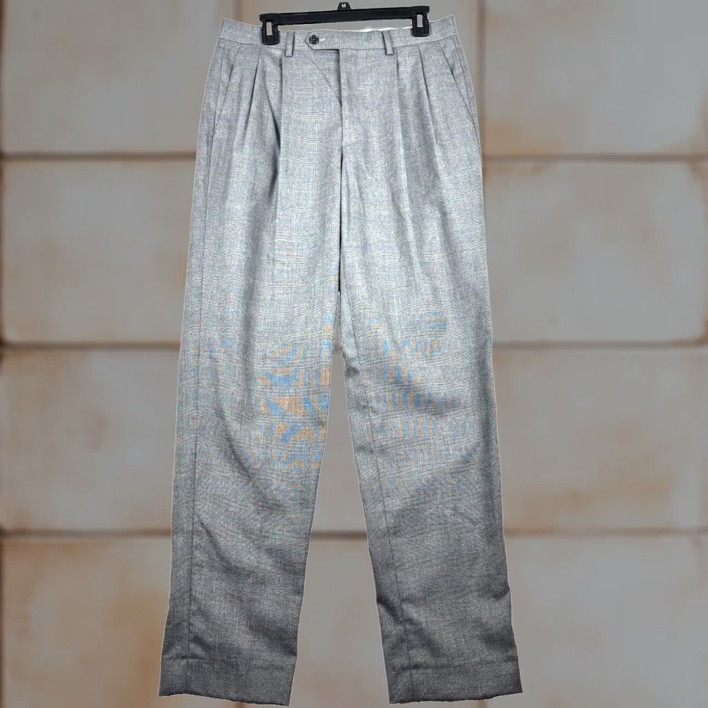 Ralph Lauren Ralph Lauren Mens Dress Pants Slacks Plaid Gray 34x32 Classic Pleated Straight Pocket Slacks Mens Dress Pants Size US 34 / EU 50 - 1 Thumbnail