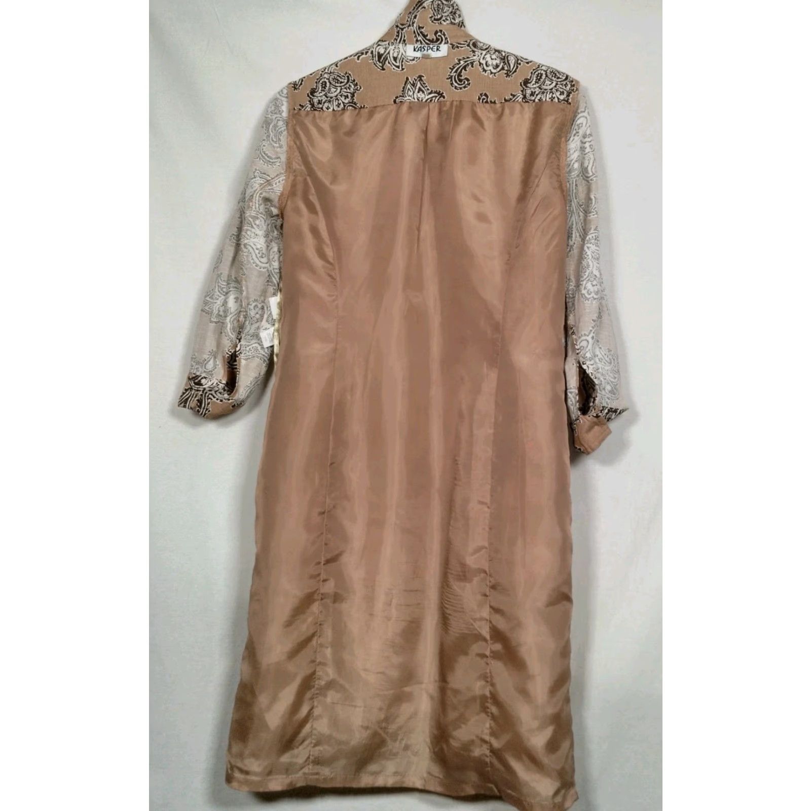 Kasper VINTAGE Kasper Shirt Dress Women 8 Knee Length Brown Floral Paisley 3/4 Sleeve Collared Button Front Size M / US 6-8 / IT 42-44 - 4 Thumbnail