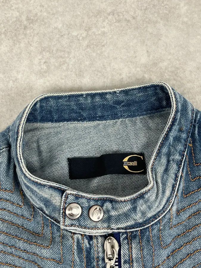 Just Cavalli SS2005 Cavalli Blue Contemporary Multi-Pocket Denim Jacket Size US M / EU 48-50 / 2 - 9 Thumbnail