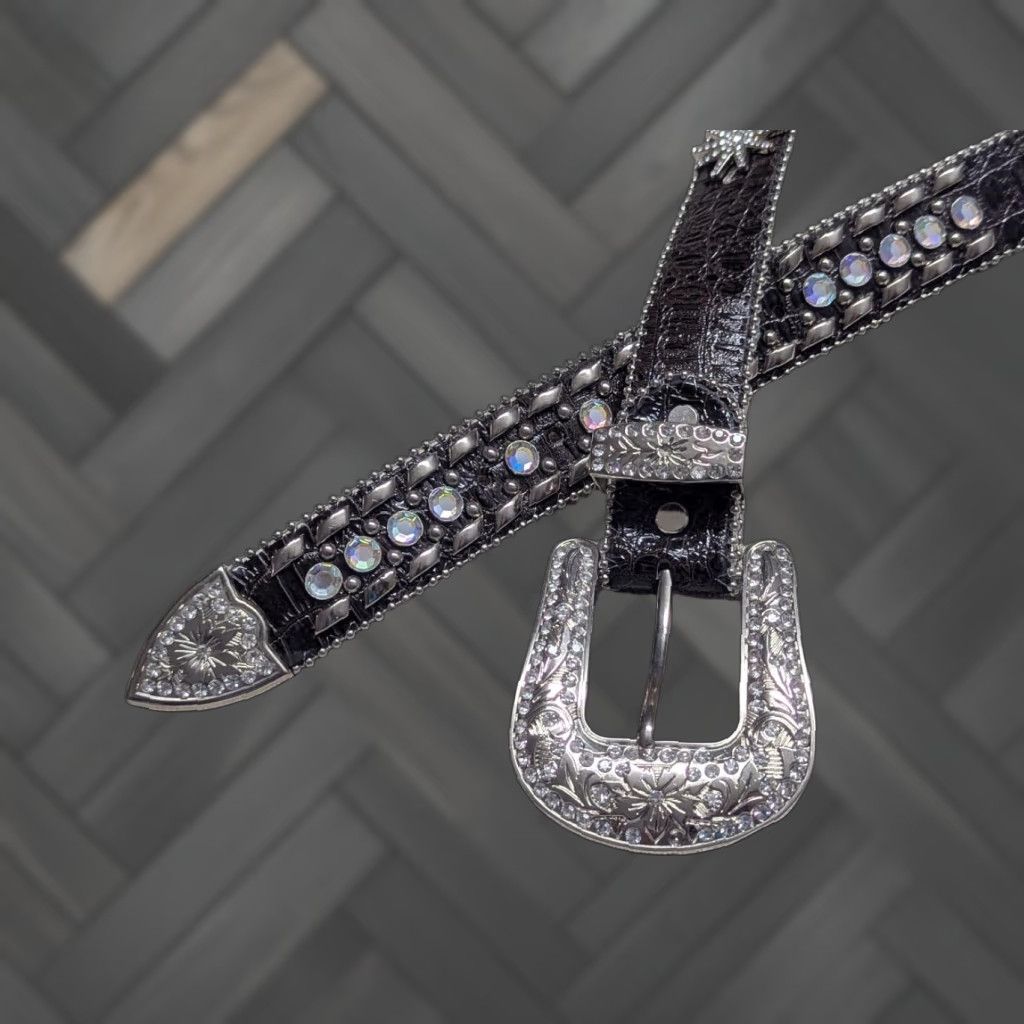 Vintage VINTAGE rhinestone belt Western XS? Size 40 - 1 Thumbnail