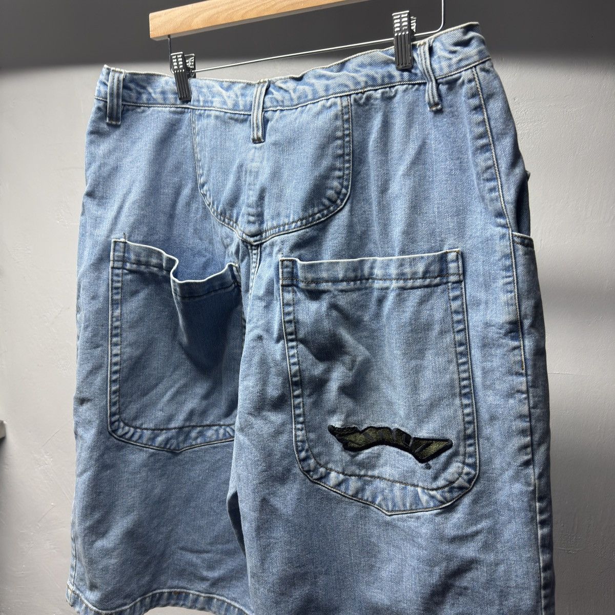 JNCO 90s Jnco Embroidered Faded Denim Shorts Jorts Skater Grunge Size US 36 / EU 52 - 7 Thumbnail