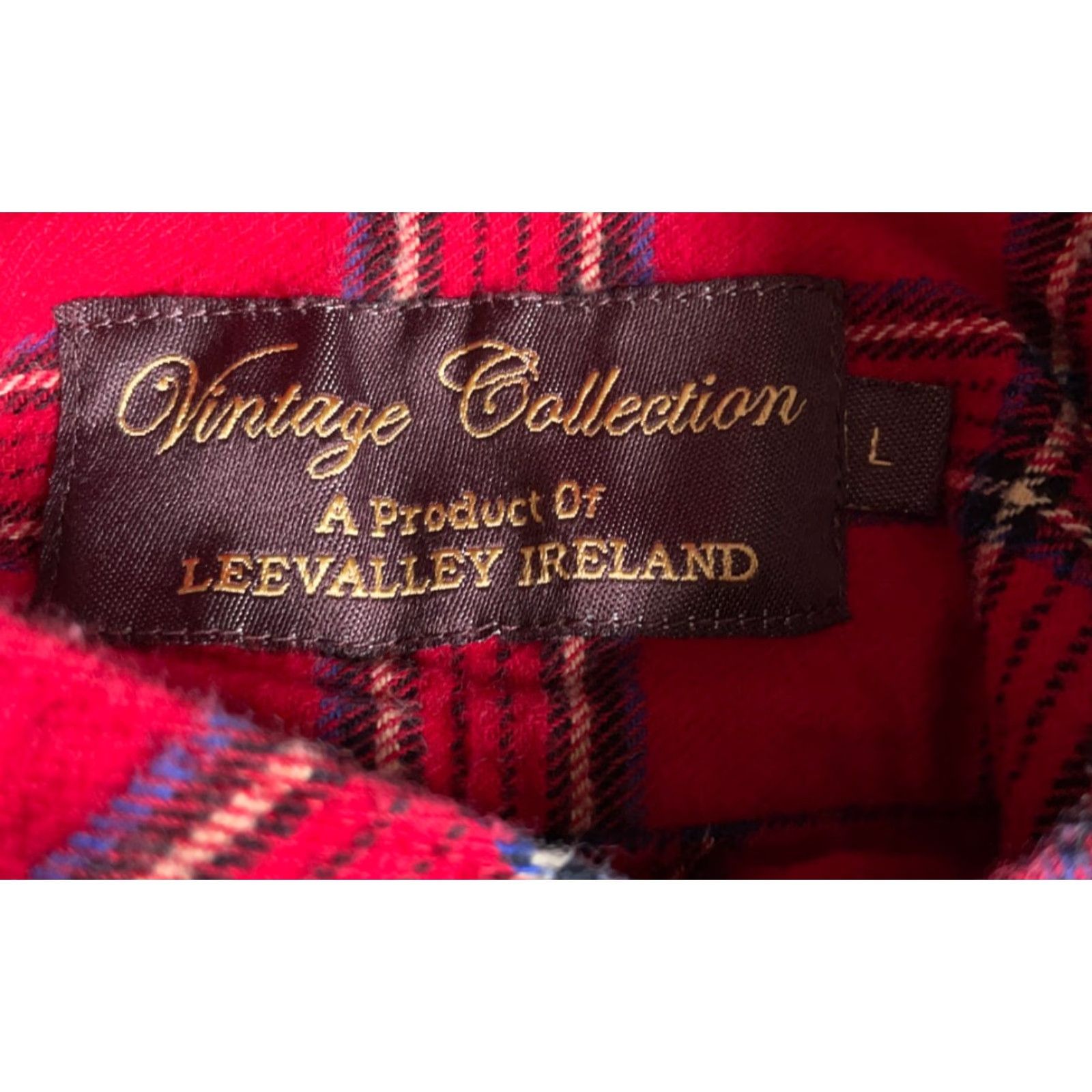 Lee VINTAGE Lee Valley Ireland Shirt Band Collar Men's Large Red Plaid Flannel Grandfather Button-Up Size US L / EU 52-54 / 3 - 3 Thumbnail