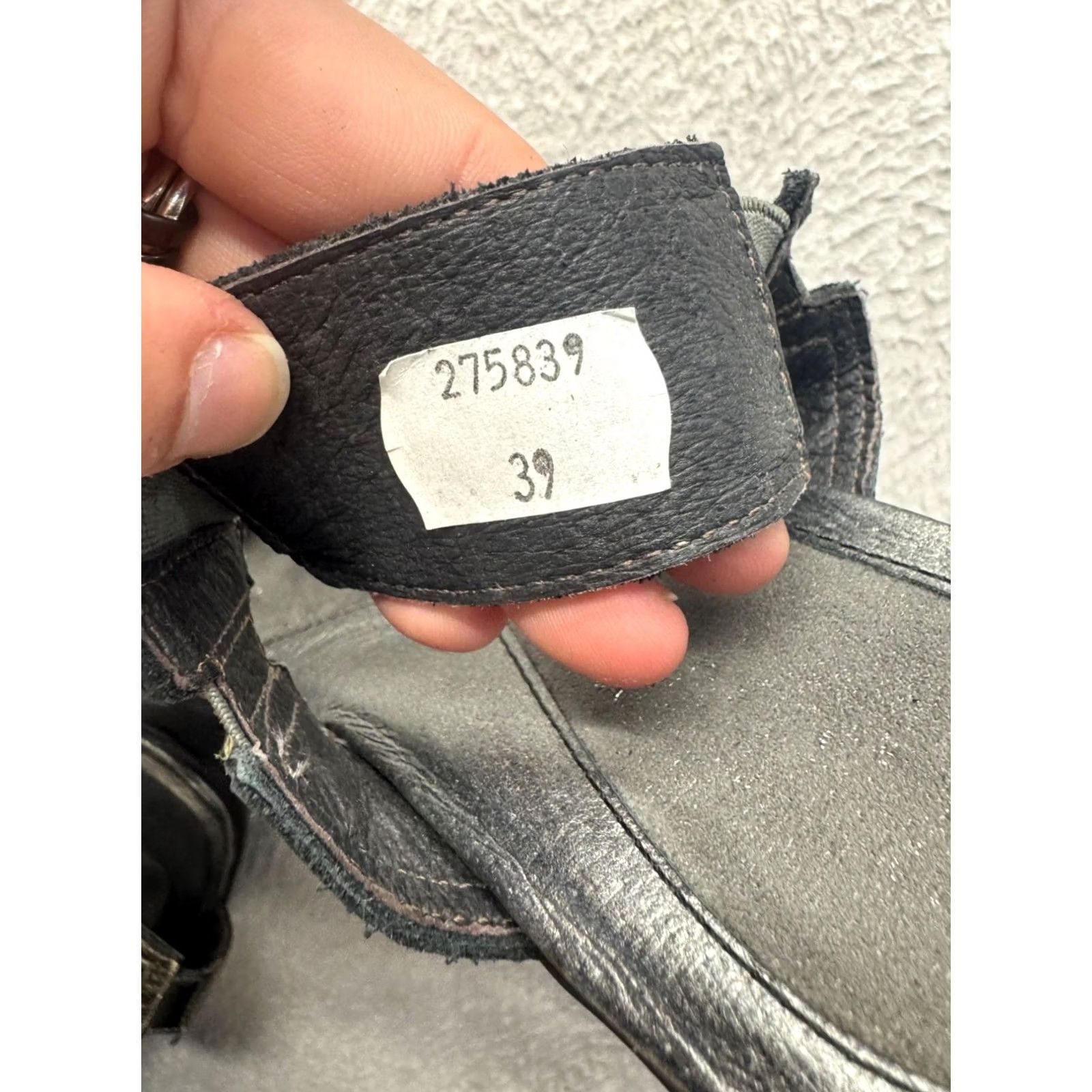 Vintage Naot Sandal Women's 39 Black Leather Strappy Wedge Adjustable Velcro Metal Theme 9816 Good Size US 6 / IT 36 - 7 Thumbnail