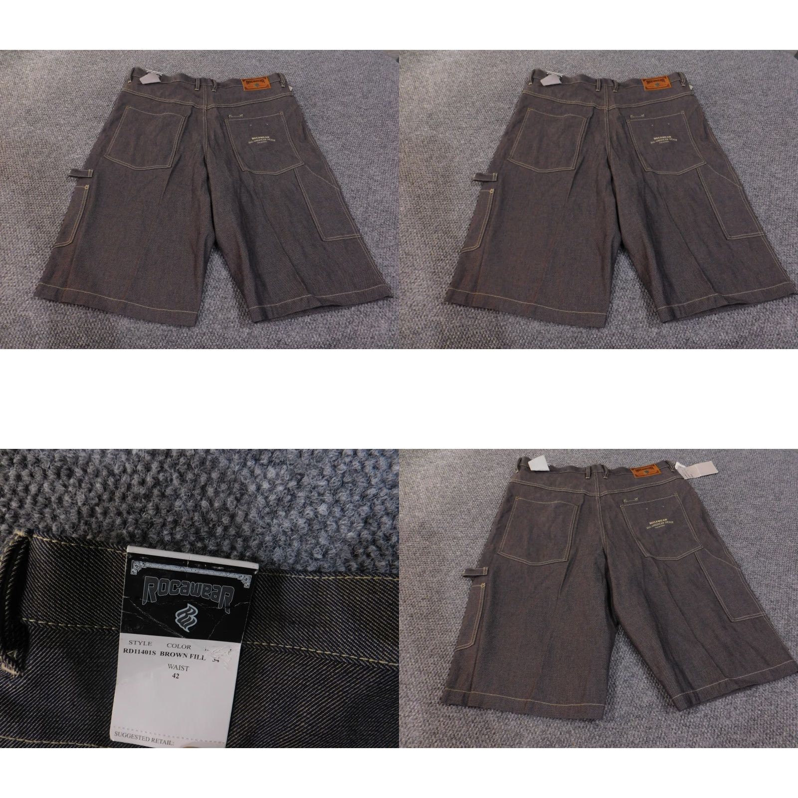 Rocawear Rocawear Shorts Mens 42 Brown Denim Carpenter Workwear Relaxed Fit Casual Hip Hop Mens Size US 42 / EU 58 - 8 Thumbnail