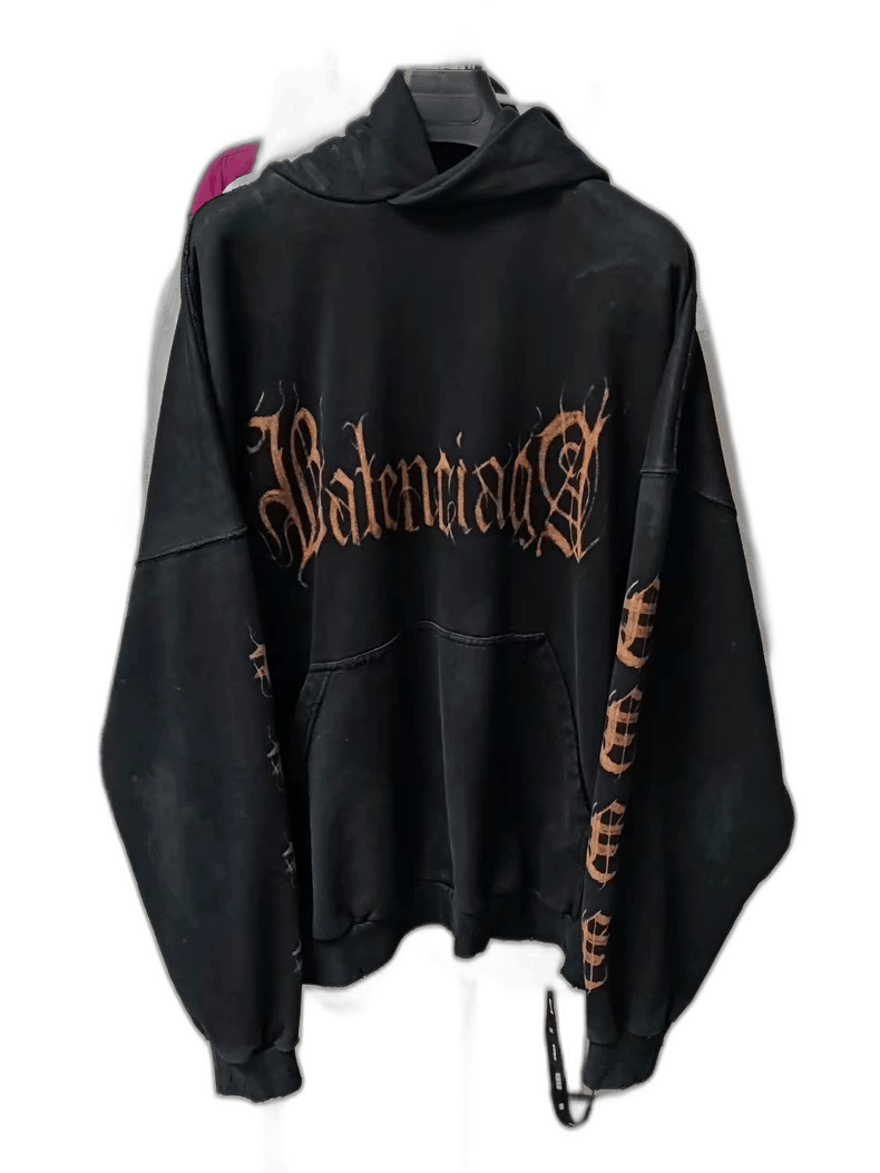 Balenciaga Balenciaga Black Hoodie with Distressed Design Size US M / EU 48-50 / 2 - 1 Thumbnail