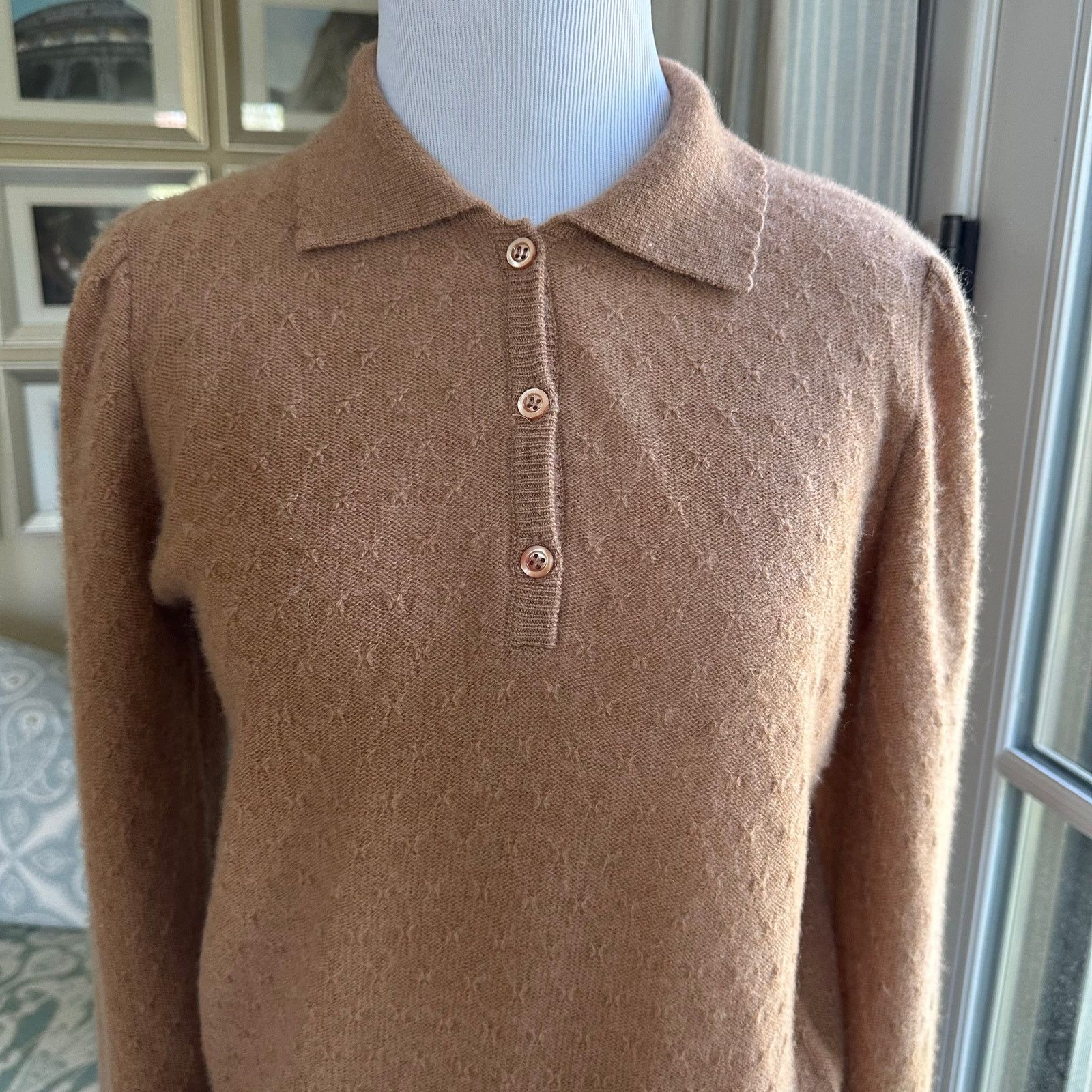 Frame Frame Cashmere Polo Sweater Camel Scallop Collar Size XS Size XS / US 0-2 / IT 36-38 - 2 Thumbnail