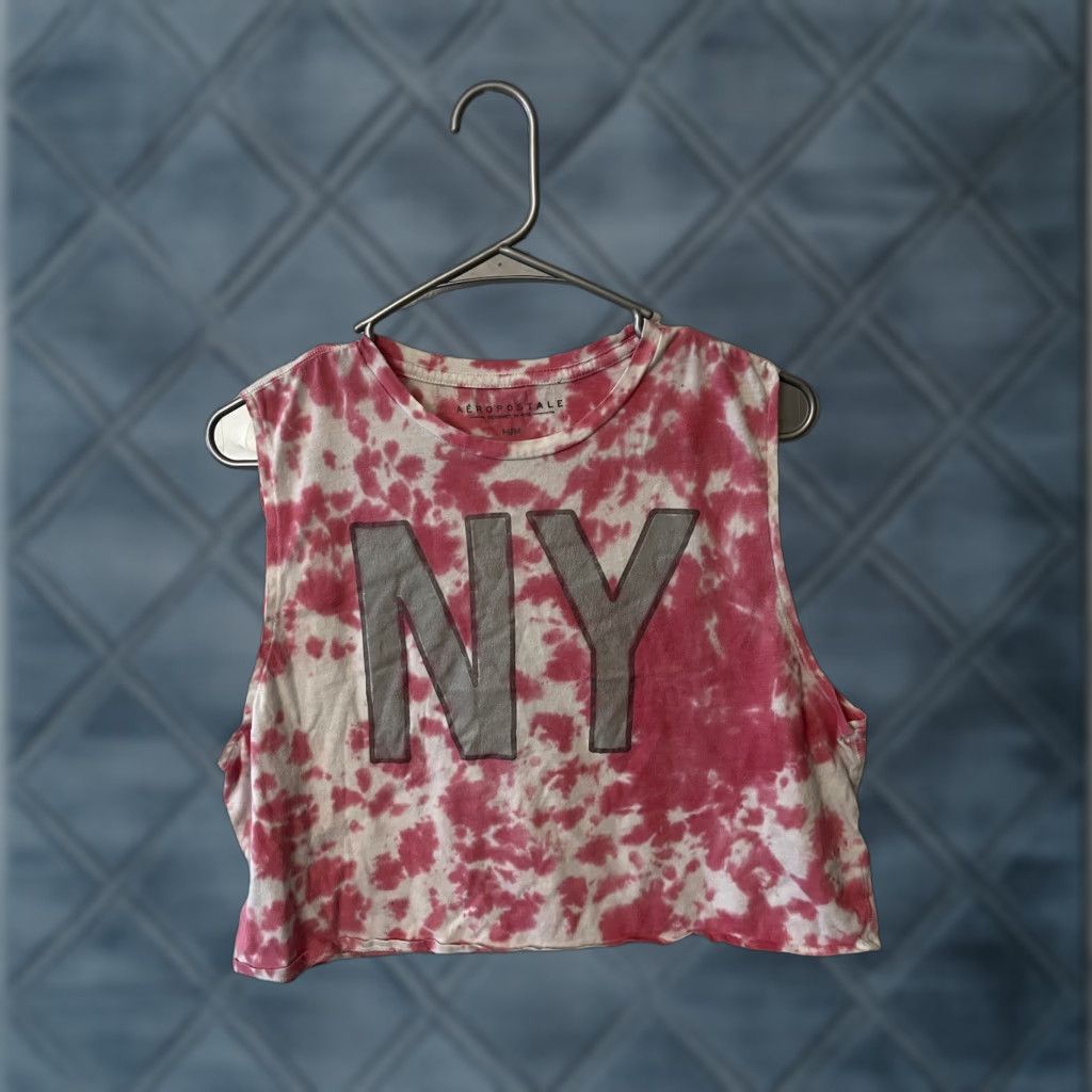 Aeropostale Aeropostale Women's Tank Crop Tie Dye Pink M Cropped Sleeveless Crew Neck Cotton Spandex Size M / US 6-8 / IT 42-44 - 1 Thumbnail