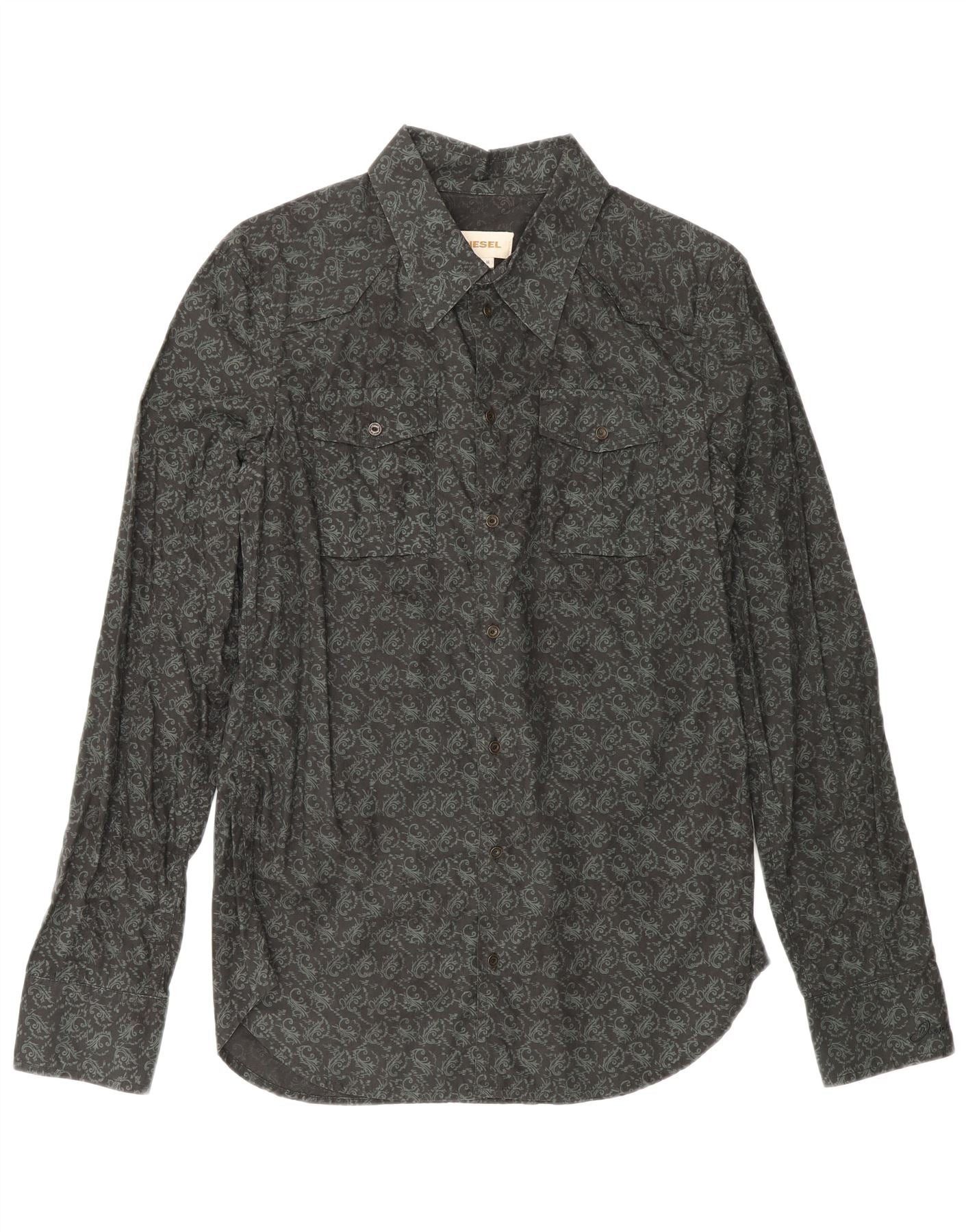 Diesel Mens Shirt Medium Black Paisley Cotton Size US M / EU 48-50 / 2 - 1 Thumbnail