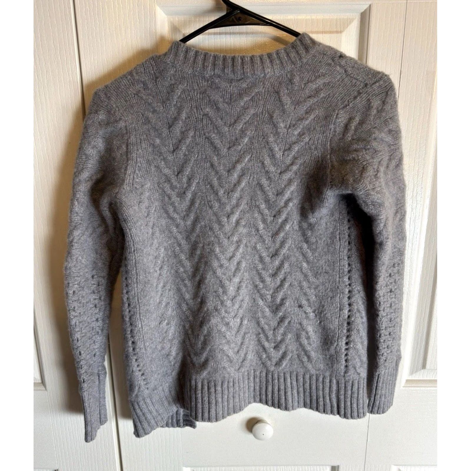 Bloomingdale's C by Bloomingdales 100% Cashmere Gray Open Front Fisherman Cardigan XXS Womens Sweater Knit Shirt Size XXS / US 00 / IT 34 - 3 Thumbnail
