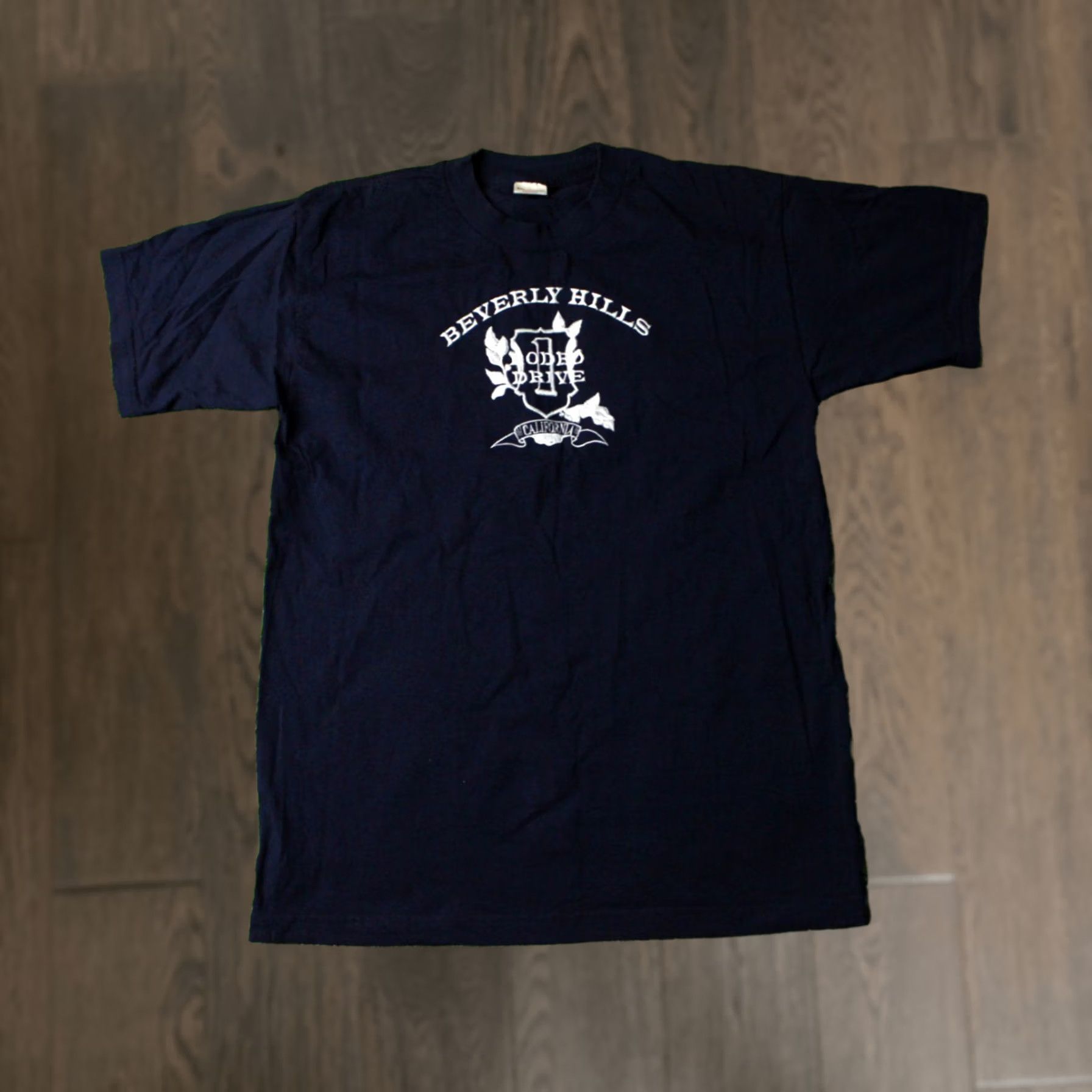Vintage VINTAGE Murina Beverly Hills California Shirt Mens L Navy Blue 90s Printed City Size US L / EU 52-54 / 3 - 1 Thumbnail