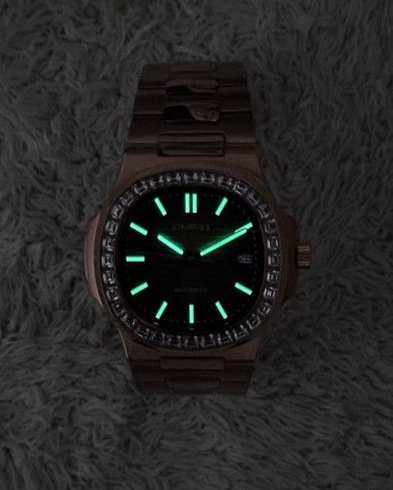 Japanese Brand Seiko Mod Nautilus Brown Diamond Rosegold Watch NH35 41mm Size ONE SIZE - 7 Thumbnail