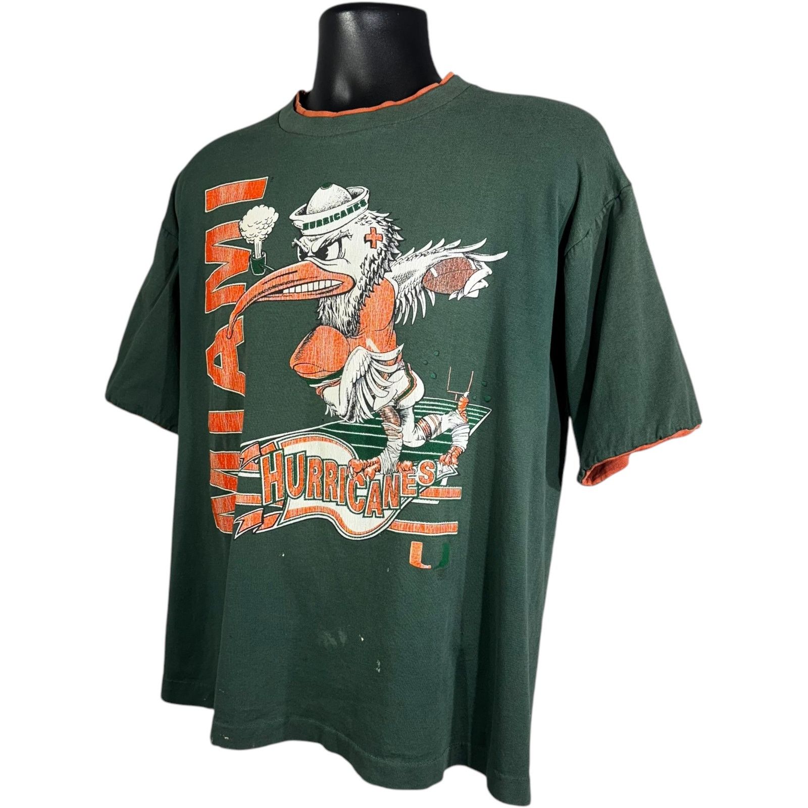 TEE JAYS Vintage University Of Miami Hurricanes Mascot Tee 90s Size US L / EU 52-54 / 3 - 3 Thumbnail