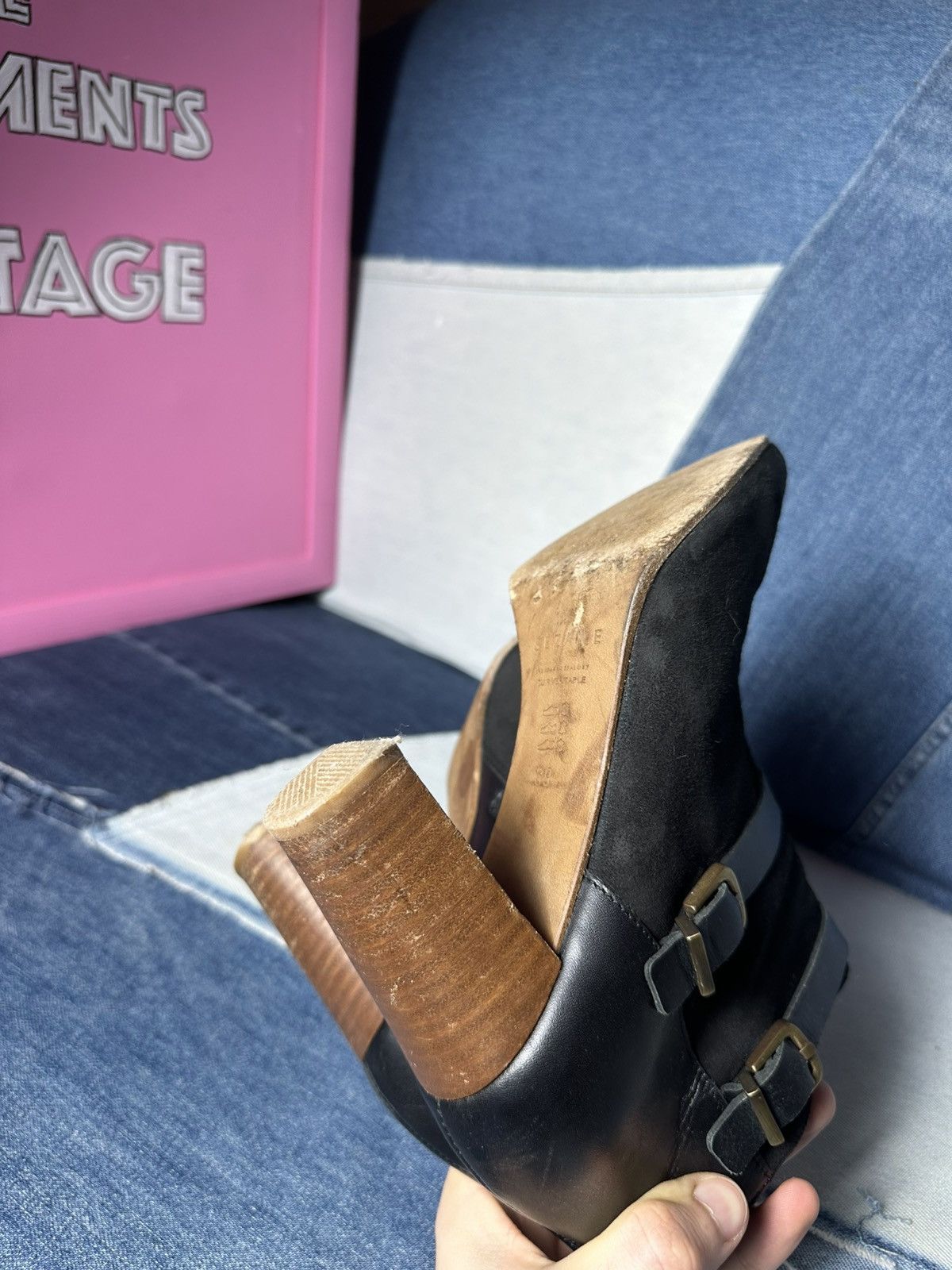 Sezane Sezane Ankle Boots Suede Leather Block Heels Buckle Strap Size US 9 / IT 39 - 25 Thumbnail