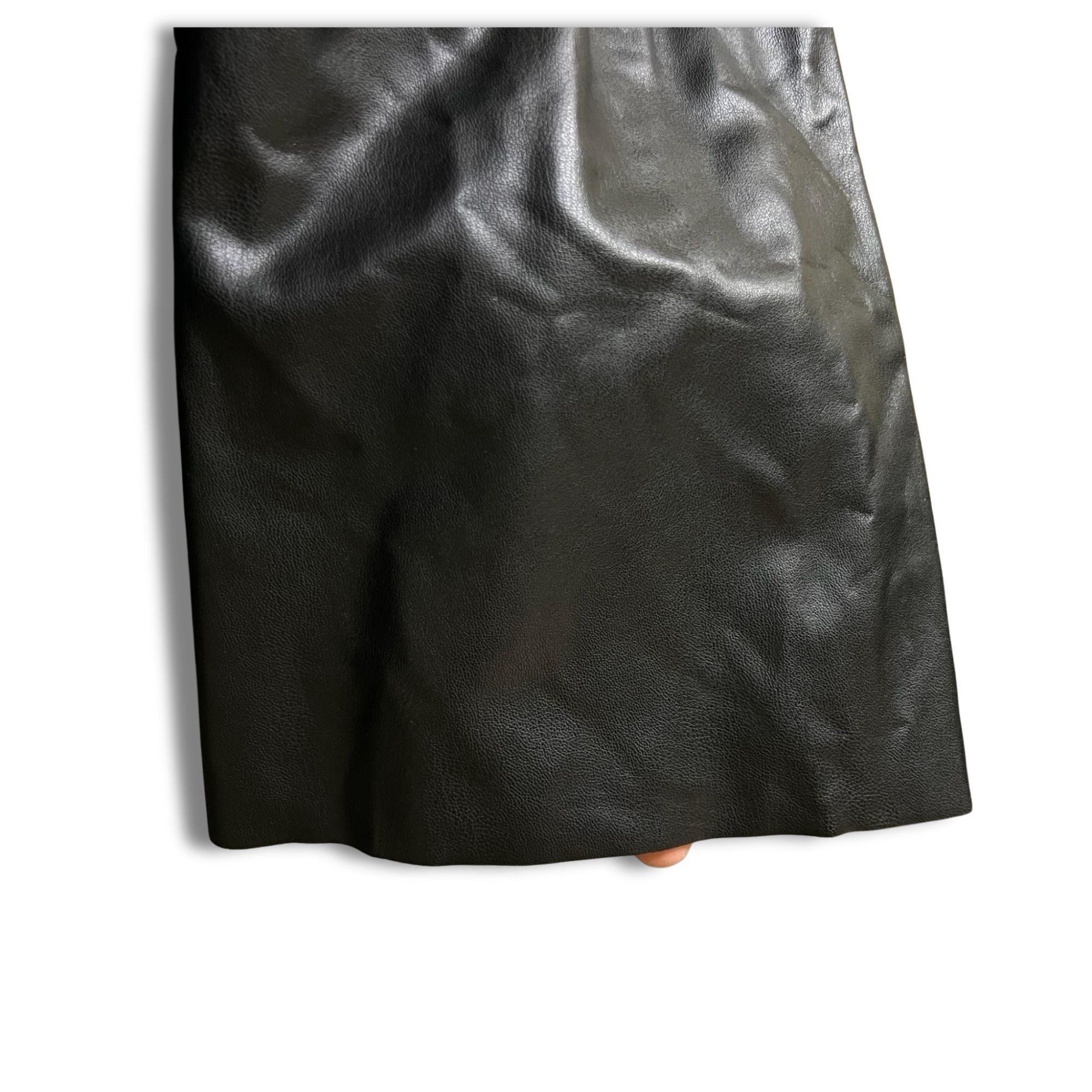 Forever 21 FOREVER 21 Black Faux Leather Straight-Leg Pants Size L Size 33" - 5 Thumbnail