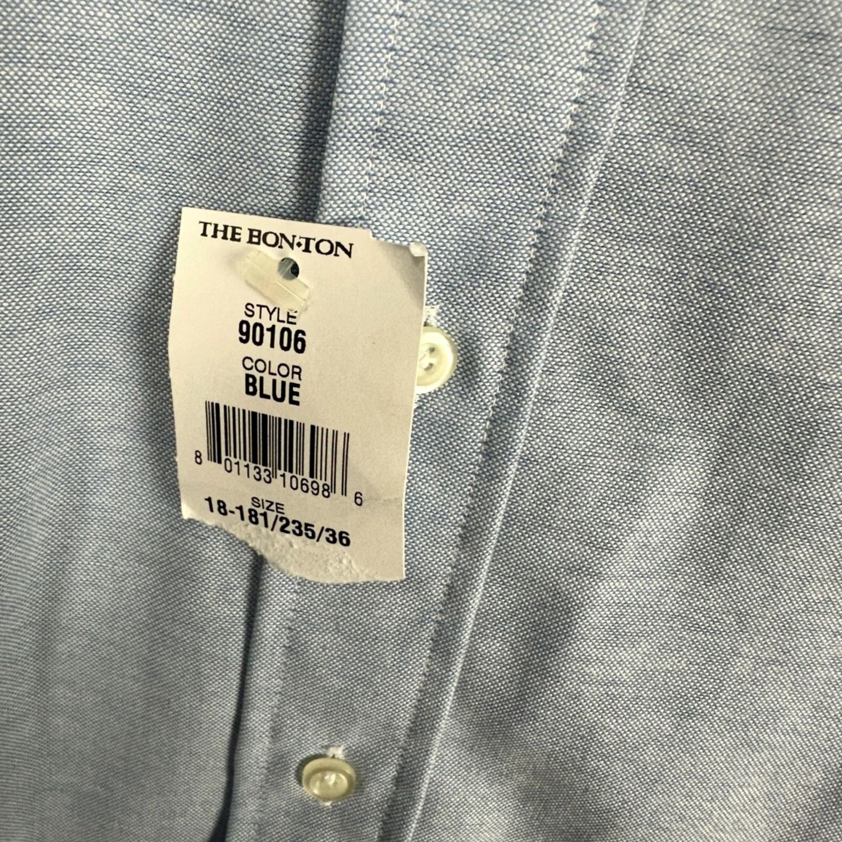 Vintage VINTAGE? Susquehanna Trail Men Bon-Ton Dress Shirt 18-18.5 35-36 2XL Blue Button-Down NEW Size 48R - 6 Thumbnail