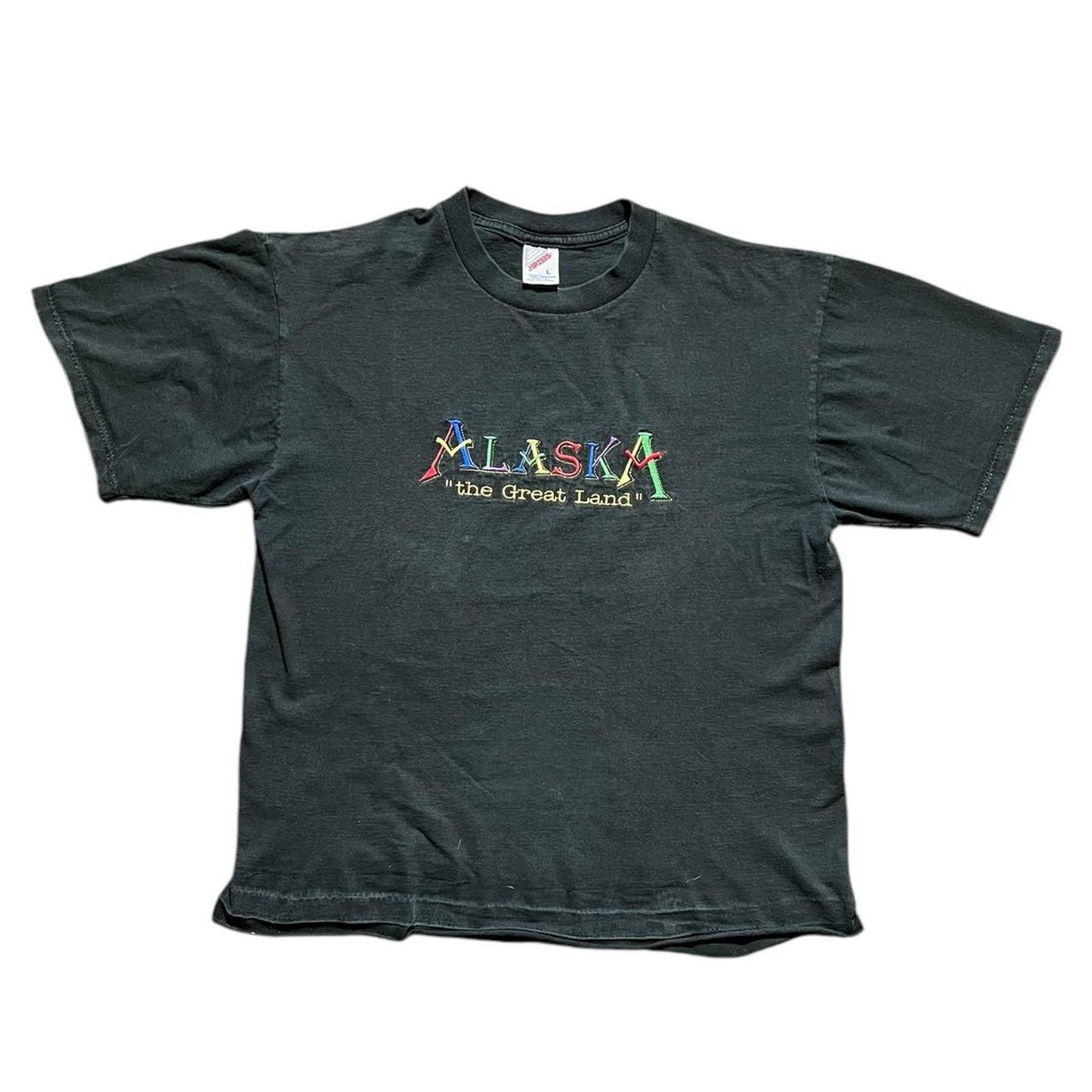 Jerzees Vintage 90s Alaska The Great Land Embroidered Black T-shirt Size S / US 4 / IT 40 - 1 Thumbnail