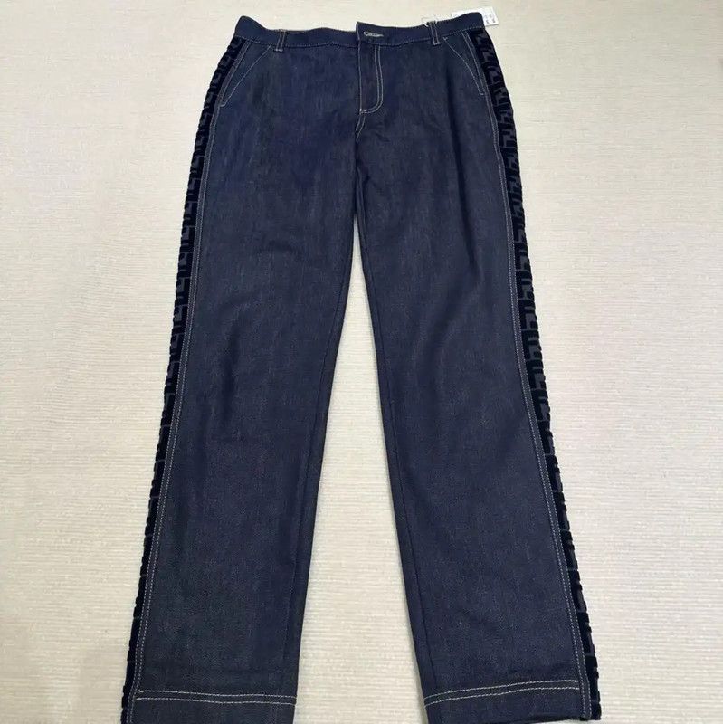 Fendi Fendi Blue Cotton Double F Logo Denim Pants 0089 Size 28" / US 6 / IT 42 - 1 Thumbnail