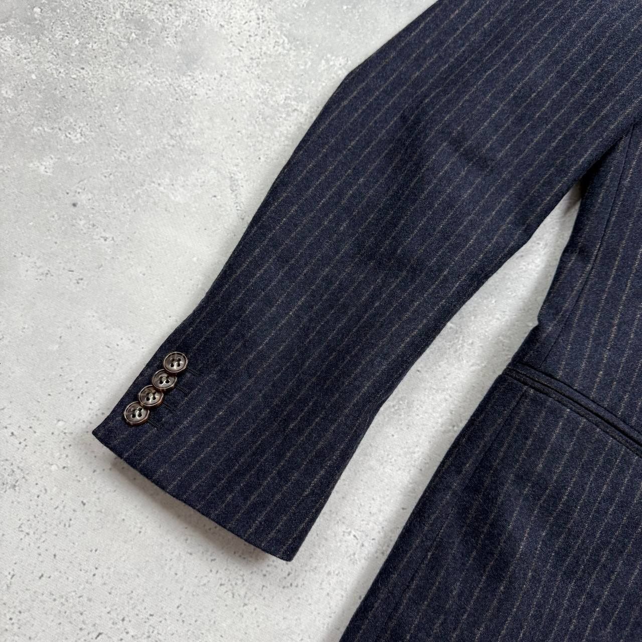 Suitsupply Suitsupply Double-Breasted Striped Wool Blazer Blue/ Brown Size 36R - 9 Thumbnail