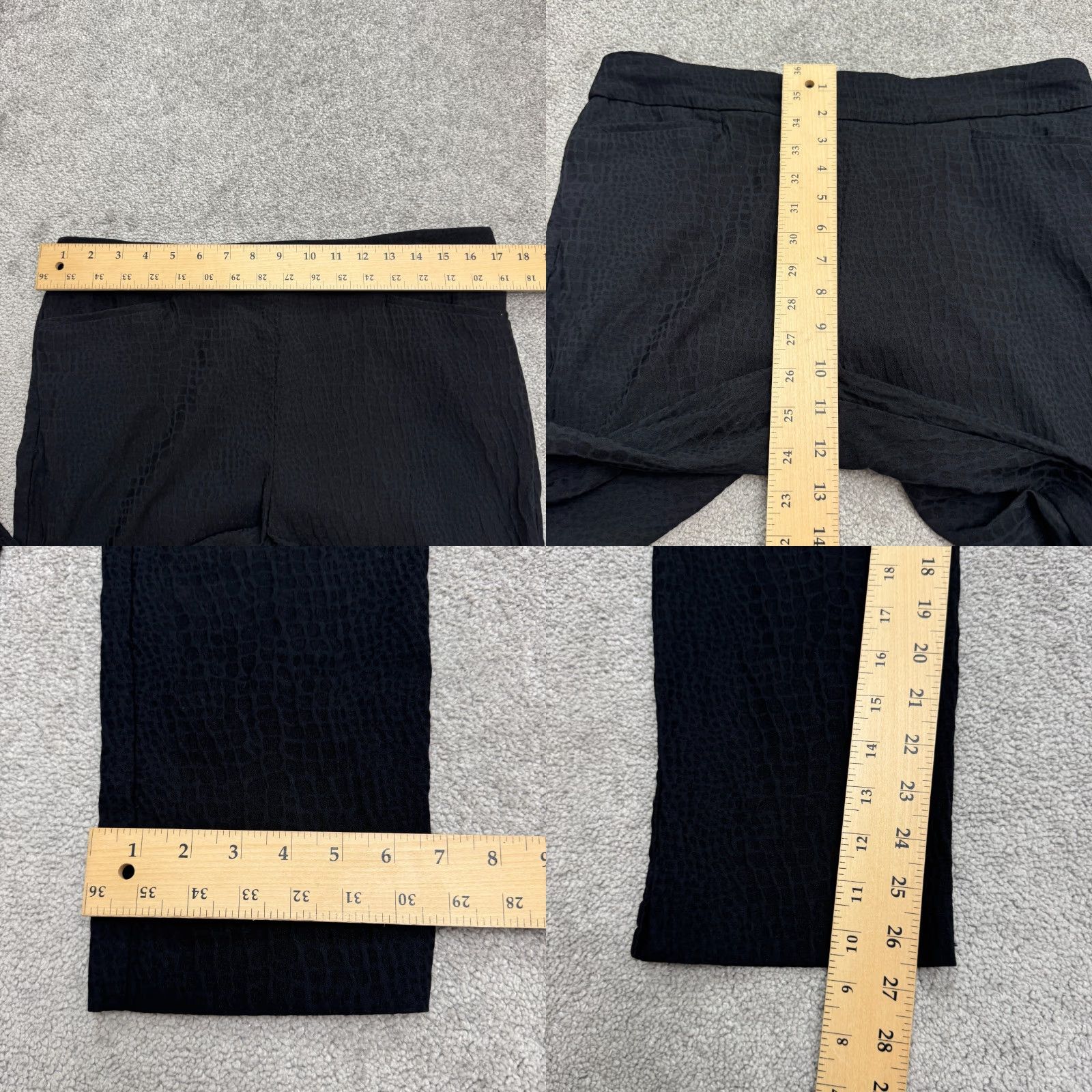Vintage CHICO'S Pants Women 12R Black Jacquard Pull-On Straight Ankle Rayon/Spandex Womens Size 34" / US 12 / IT 48 - 8 Thumbnail