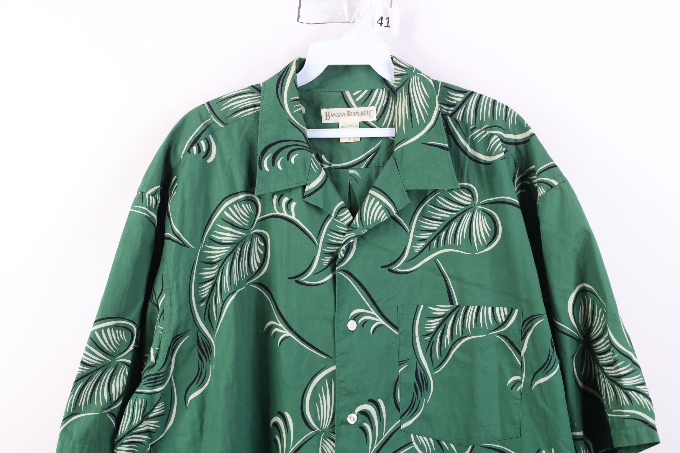 Banana Republic Vintage 90s Banana Republic Leaf Beach Luau Button Shirt Size US L / EU 52-54 / 3 - 2 Thumbnail