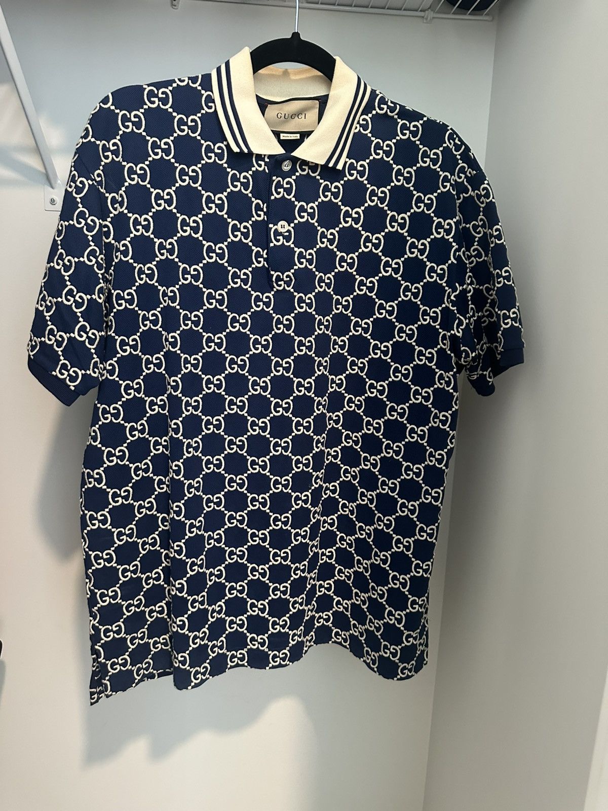 Gucci Navy GG Stretch Cotton Polo