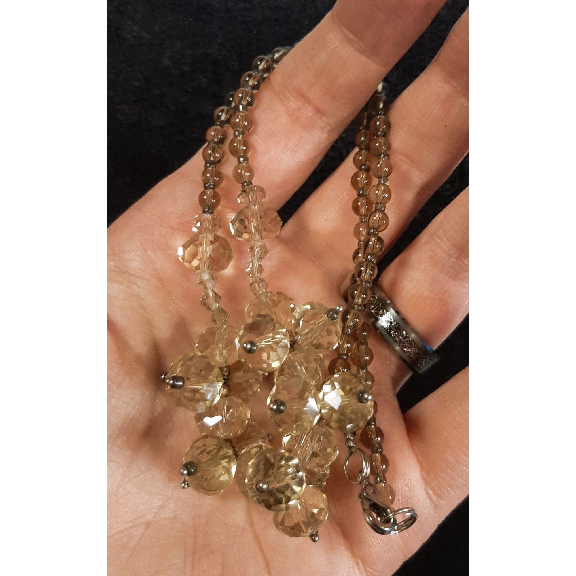 Other Vintage Smoky Glass Beaded Necklace With Cluster Accents Size ONE SIZE - 3 Thumbnail