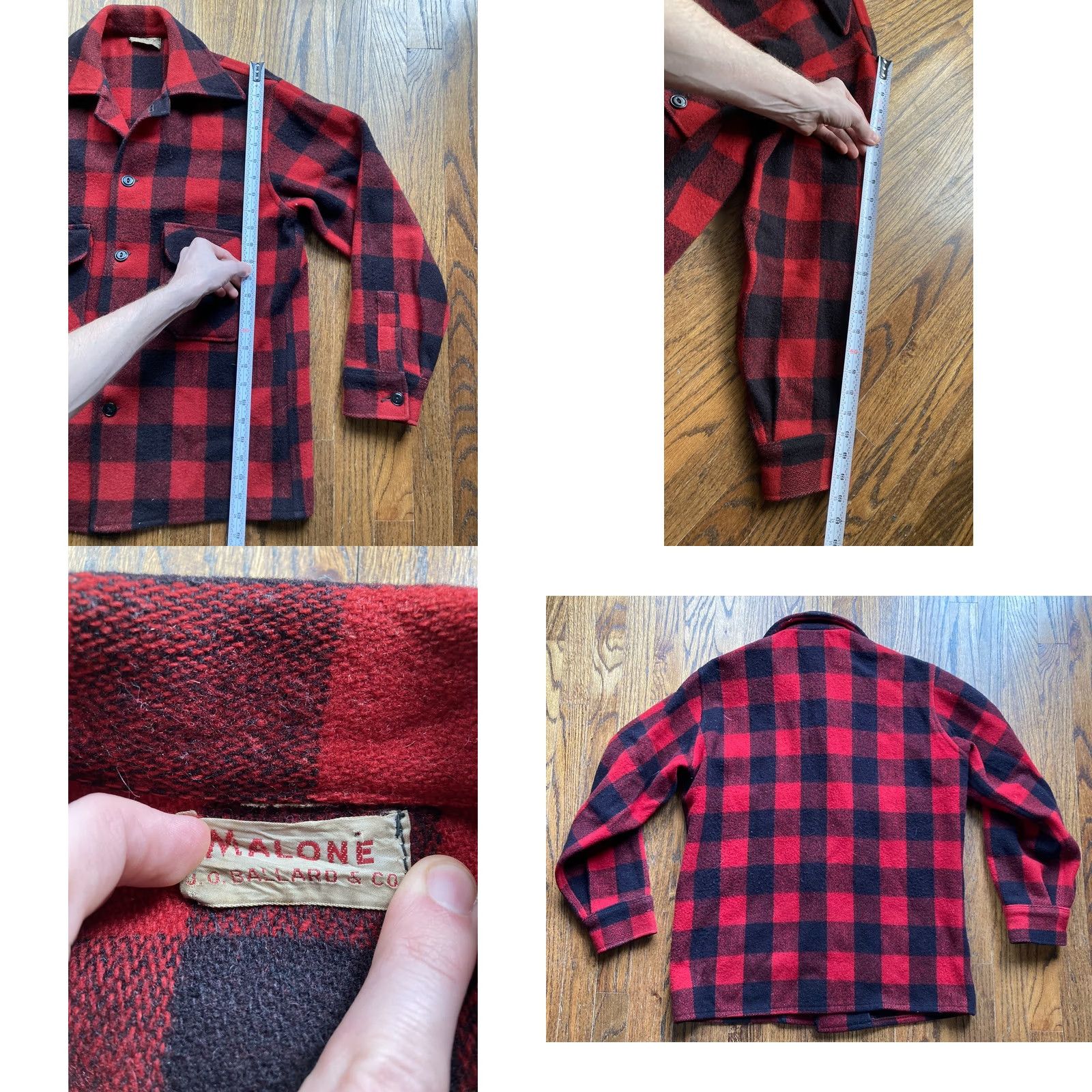 CO VINTAGE J.O. Ballard & Co Shirt Mackinaw Wool Buffalo Plaid Jacket Large L 1950s Buffalo Plaid Mens Wool Jacket Size US L / EU 52-54 / 3 - 8 Thumbnail