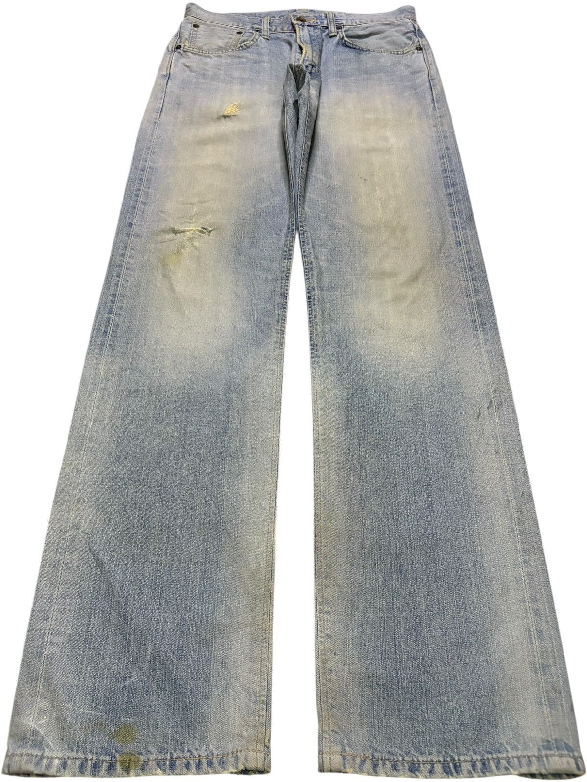 Edwin Vintage Edwin 505ZX Selvedge Mud Wash Distressed Loose Jeans Size US 30 / EU 46 - 2 Thumbnail