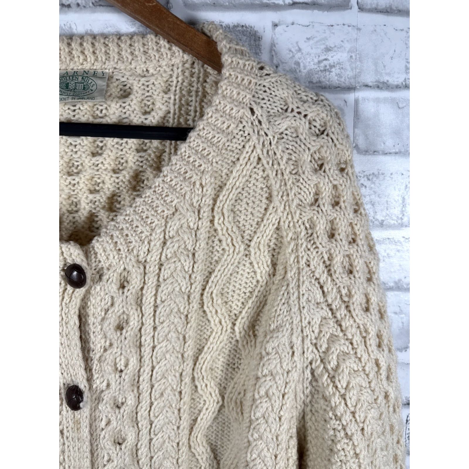 Vintage VINTAGE Blarney Sweater Fisherman Full Button Up Cardigan Knit Mens L Beige Wool Cable Knit Casual Outdoor 90s? Size US L / EU 52-54 / 3 - 2 Thumbnail