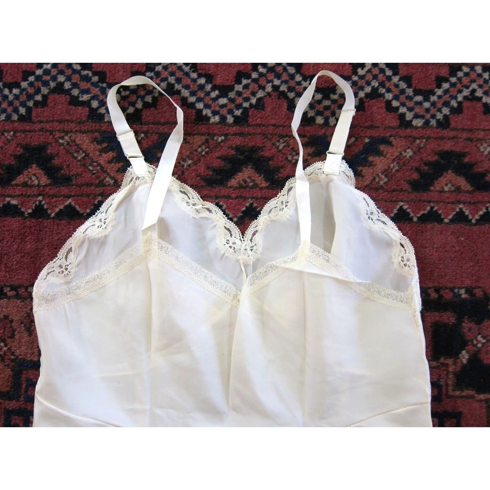 CO VINTAGE B Altman Co Pink Spaghetti Strap Long Slip Nightgown L Size ONE SIZE - 4 Thumbnail