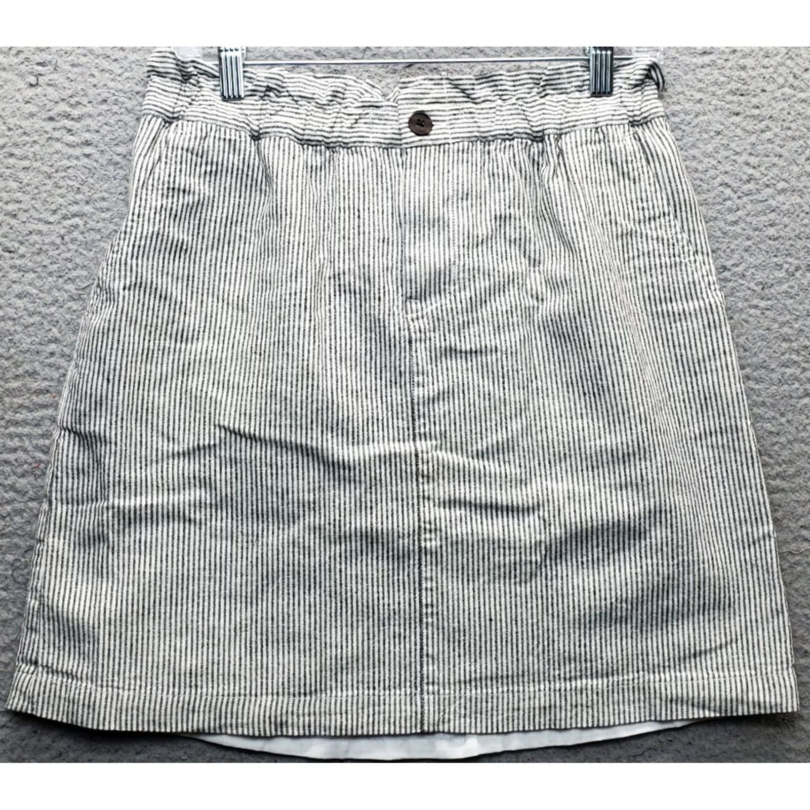 J.Crew J.CREW Paper-Bag Mini Skirt Womens Size 6 Multicolor Striped Linen-Blend Slash Pocket Shirt? Size 28" / US 6 / IT 42 - 2 Thumbnail