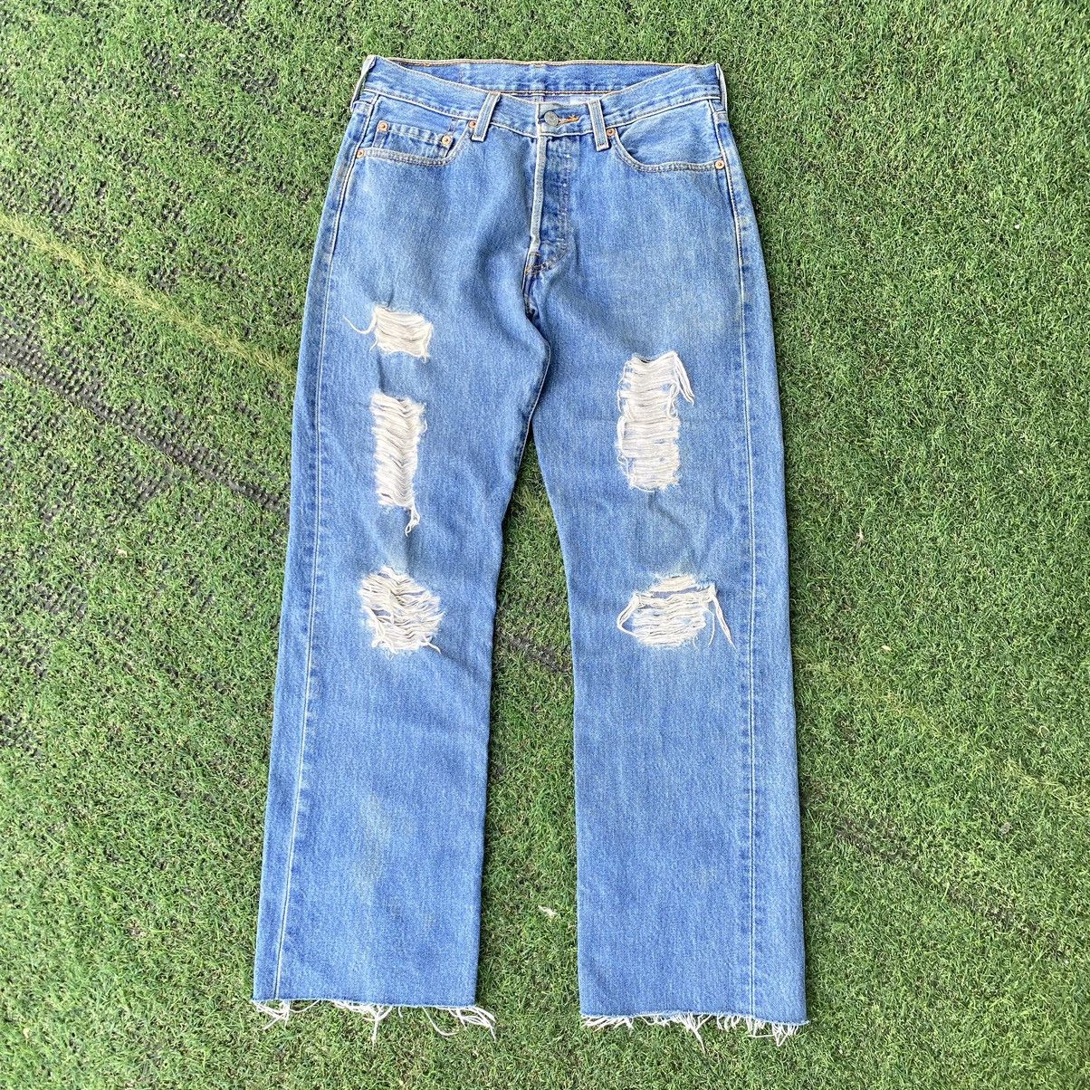 Levi's Thrashed Distressed Vintage Levis 501 ERD GRUNGE JEANS Size US 30 / EU 46 - 1 Thumbnail