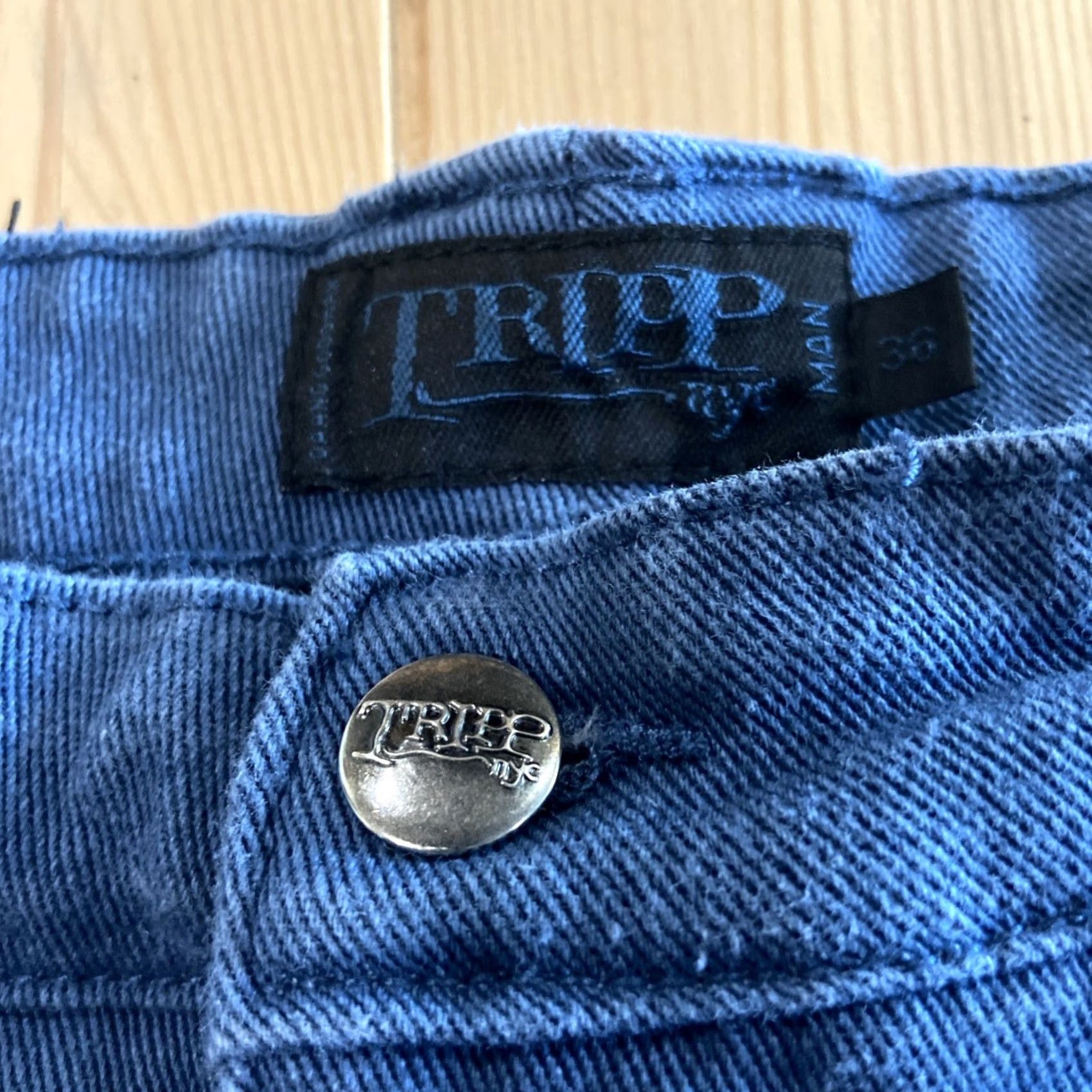 Tripp NYC VINTAGE Tripp NYC Jeans Goth Punk Pants Street Urban Mens 36 Blue Denim Spandex Zipper Pockets Skinny Inseam 36 Size US 36 / EU 52 - 2 Thumbnail
