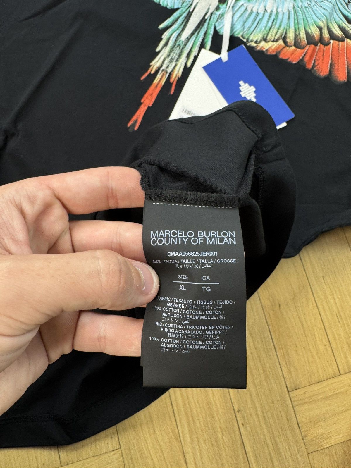 Marcelo Burlon MARCELO BURLON WING GREEN ORANGE BLACK TEE Size US XL / EU 56 / 4 - 7 Thumbnail